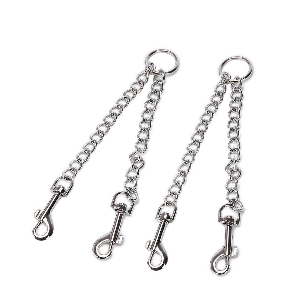 TEHAUX 2-Pack Heavy Duty Dog Leash with Stainless Steel Chain - Double Head Pet Training Lead for Puppy & Large Dogs - Durable Chew Proof Rope for Walking, Running, Hiking & Outdoor Adventures