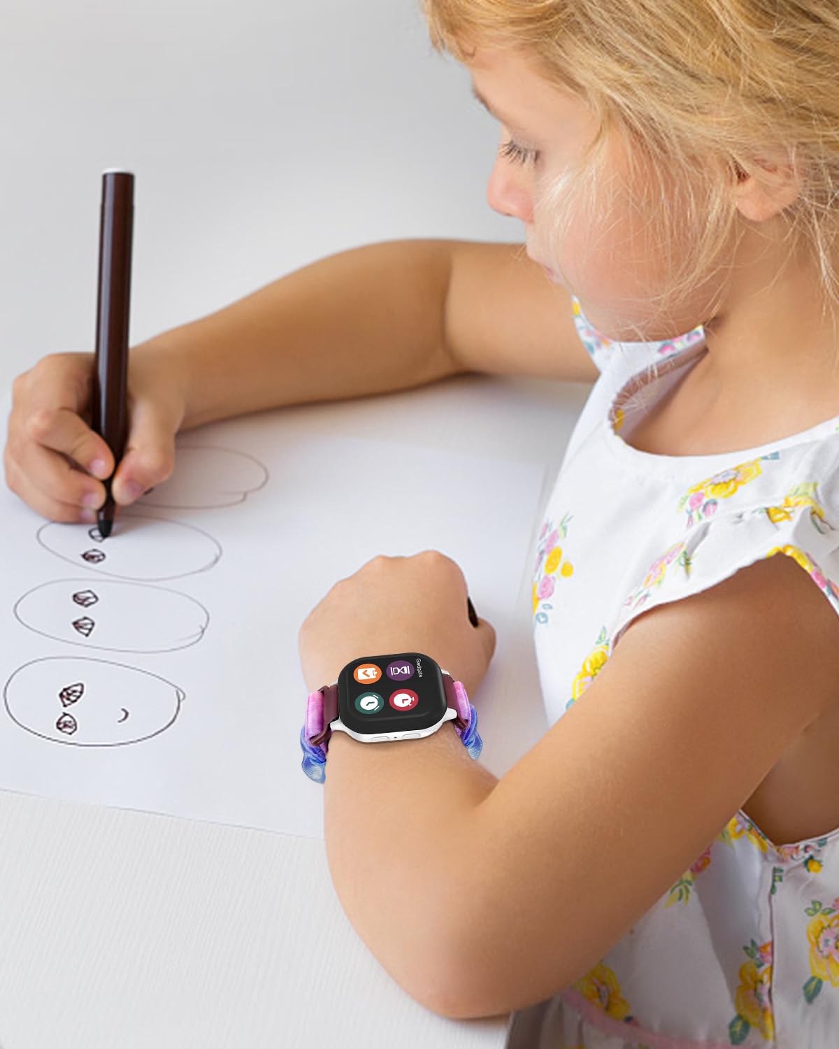 NewJourney Scrunchie Band Replacement for Gizmo Watch 3/2/1, Gabb Watch 3/2/1 & SyncUP Kids Watch - Cute Printed Stretchy Solo Loop Watch Band, Easy On/Off - Perfect for School, Play & Everyday Wear