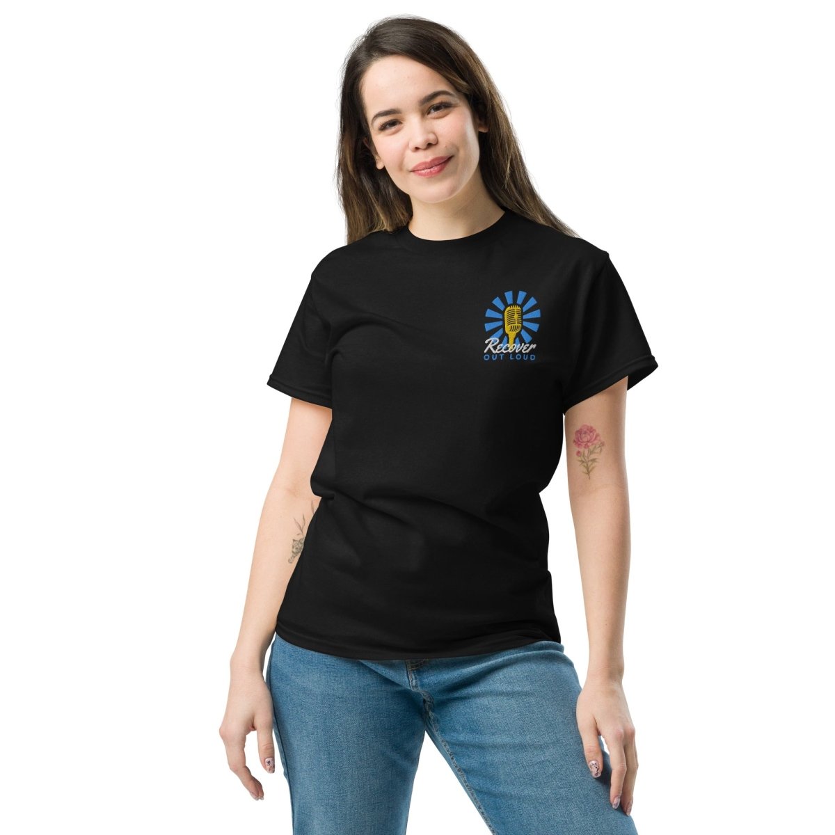 Recover Out Loud Embroidered Unisex Classic T-Shirt | Soft Cotton Tee for Men & Women | Perfect for Recovery Support, Casual Wear & Everyday Outfits
