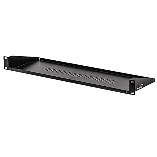 NavePoint 1U 19-Inch Black Rack Mount Keyboard Shelf - 6 Inches (150mm) Deep for Server Racks, Data Centers & Home Office Workstations