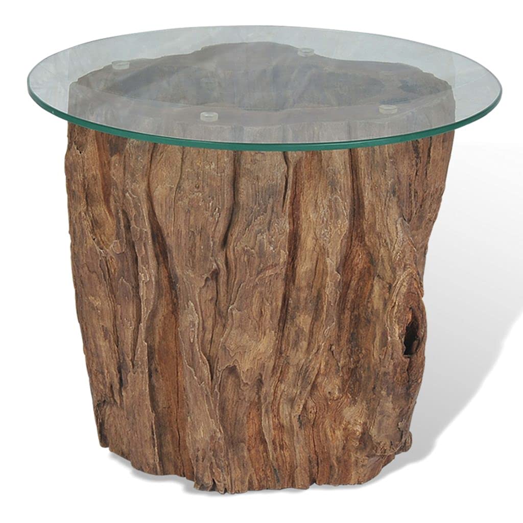 Solid Wood Coffee Table with Glass Top - 19.7
