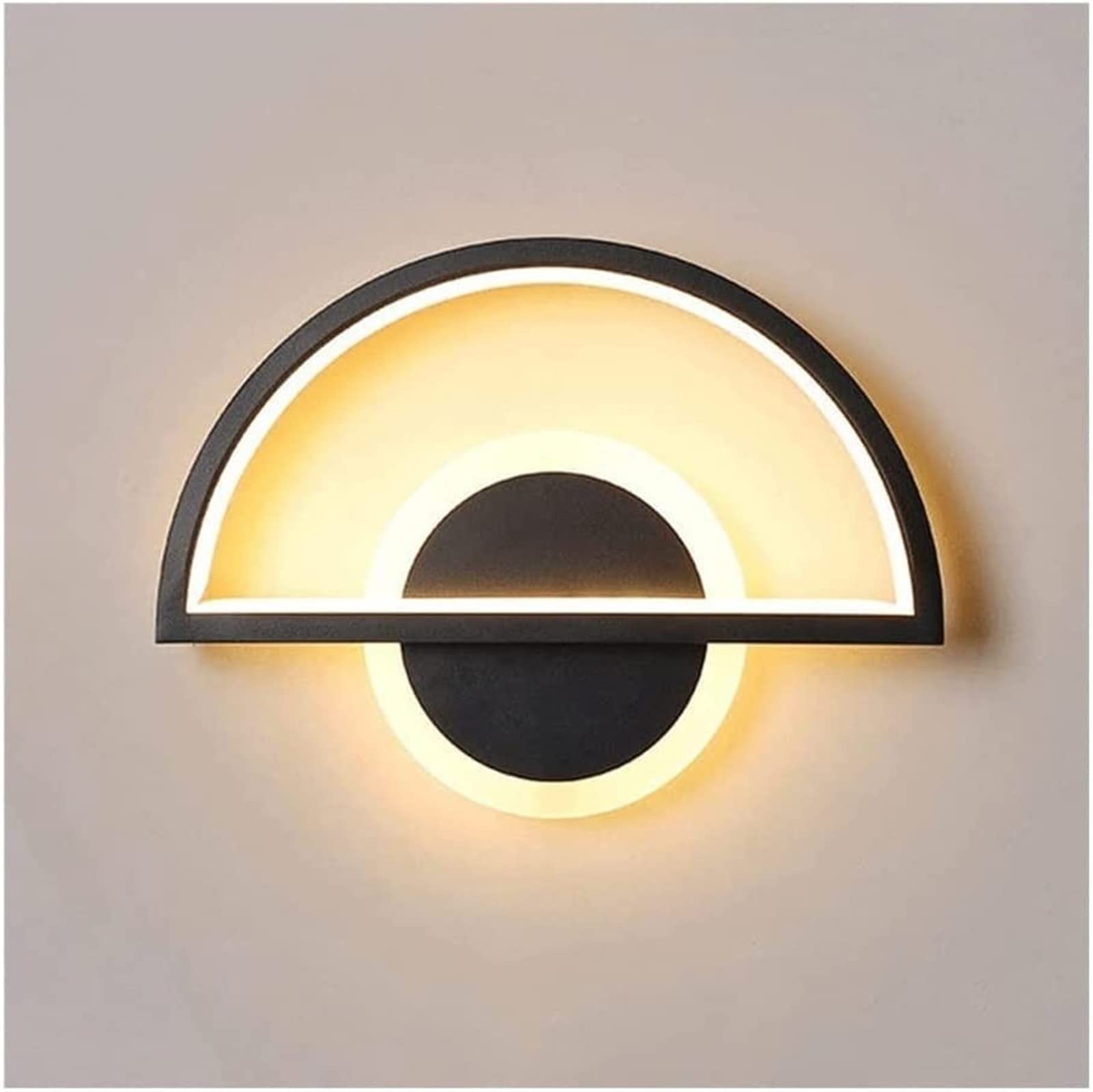 Modern Geometric LED Wall Sconce - 16W Indoor Wall Mounted Light with Acrylic Shade, Metal Decor Lighting for Bedroom, Living Room, Hallway & Aisle - Perfect for Ambient & Accent Lighting (Black)