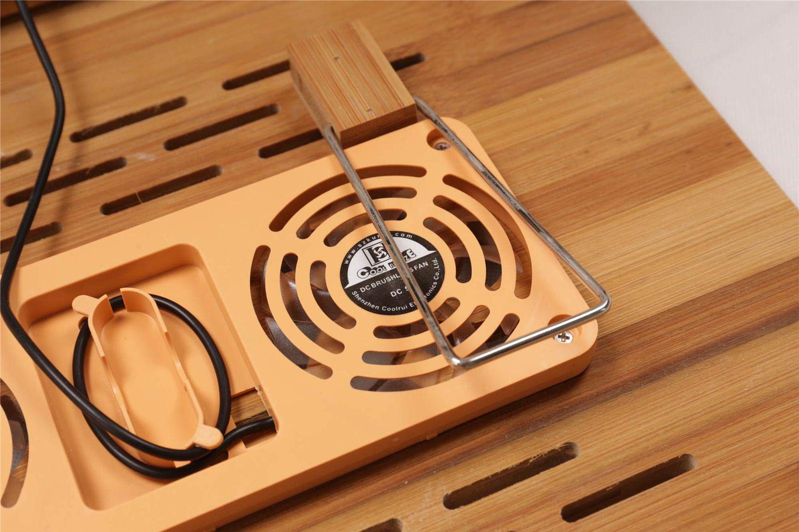 Adjustable Bamboo Laptop Desk with USB Cooling Fan - Portable Foldable Bed Tray & Breakfast Serving Table - 22