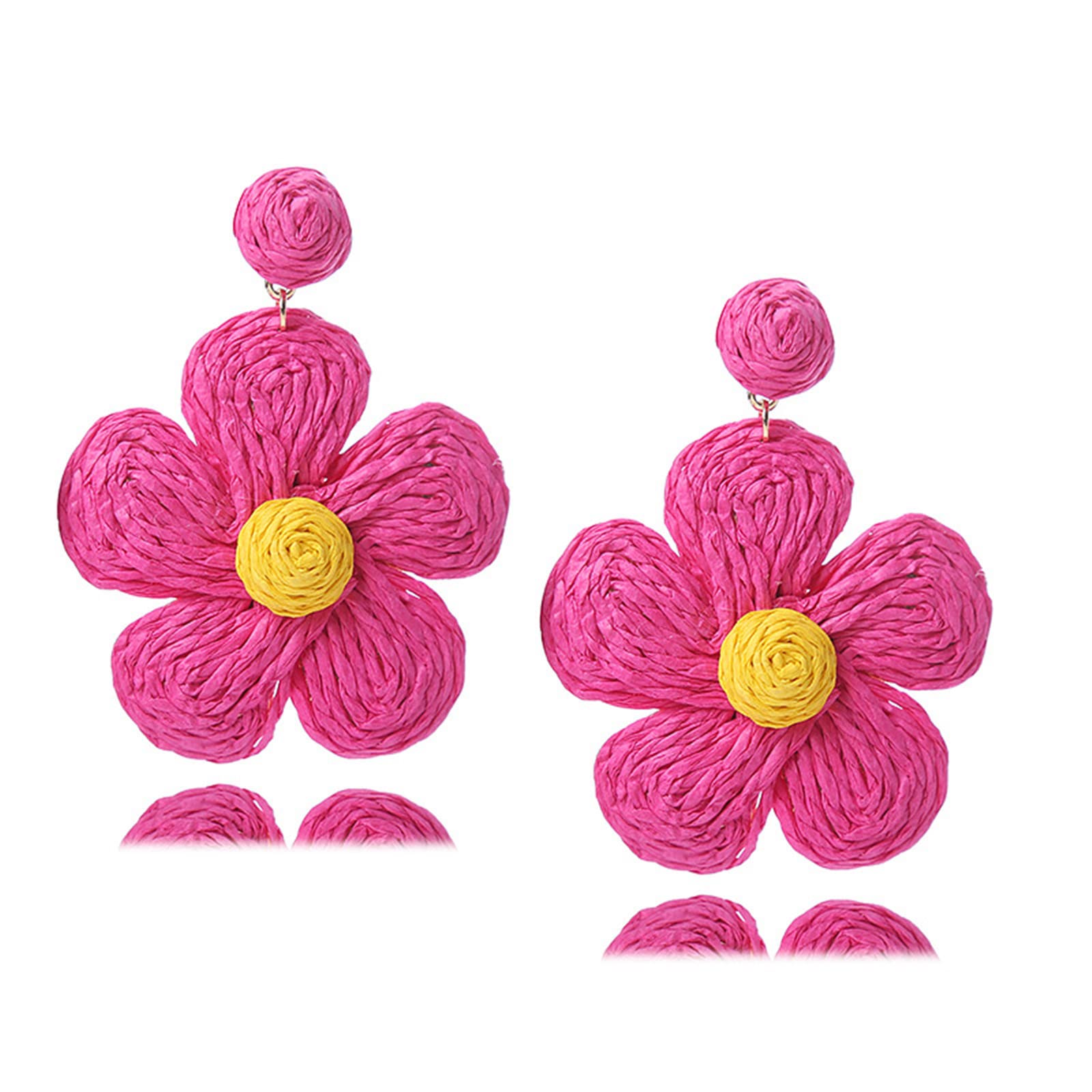 Handmade Bohemian Rattan Drop Dangle Earrings for Women - Colorful Raffia Straw Wicker Statement Jewelry | Perfect for Summer, Beach Vacations & Boho Fashion