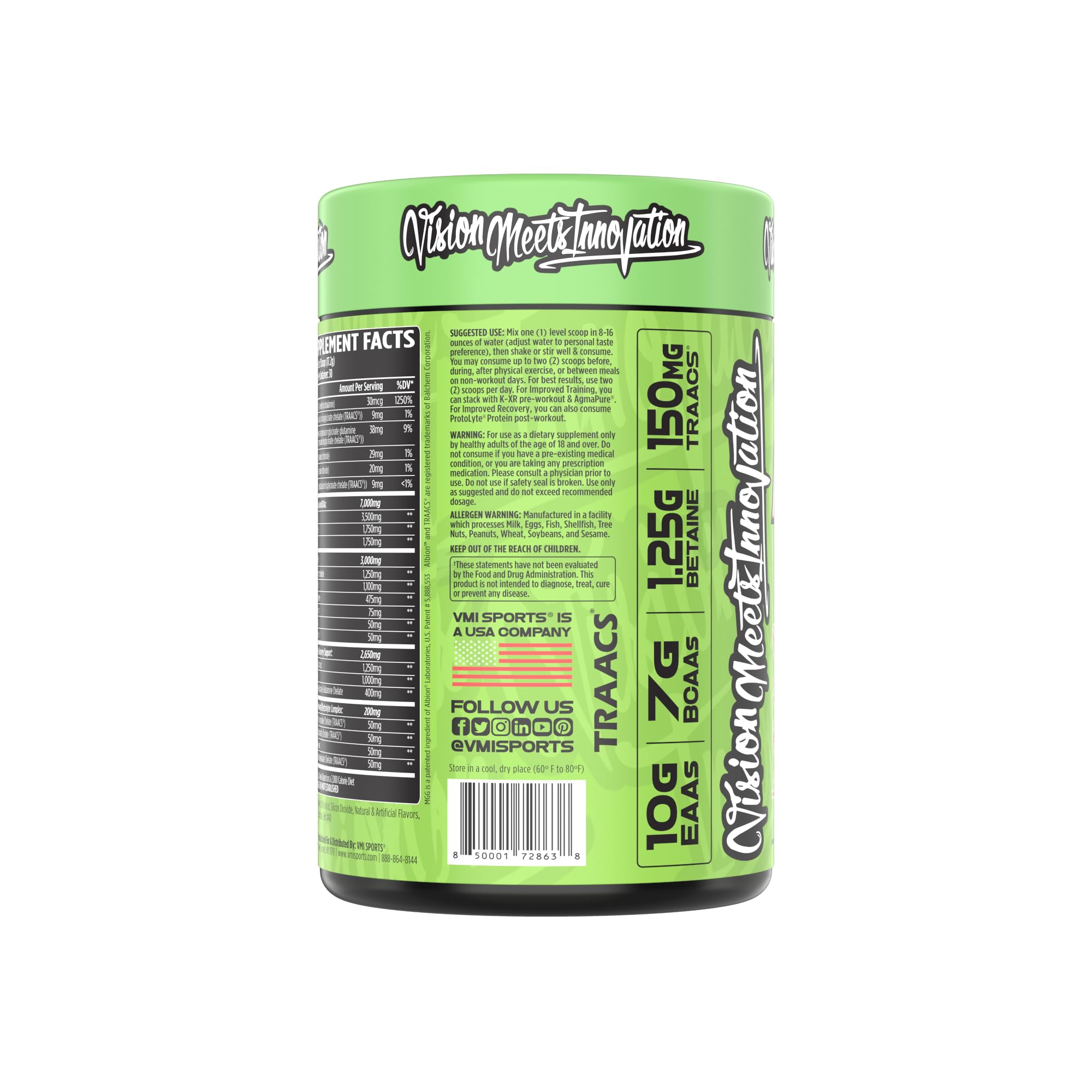 Aminogex Ultra BCAA Powder with Amino Acids, Betaine & Glutamine - Post Workout Recovery & Intra Workout Drink with Electrolytes - 30 Servings Watermelon Flavor (18.2 oz) - Ideal for Muscle Recovery, Hydration & Endurance During Intense Training