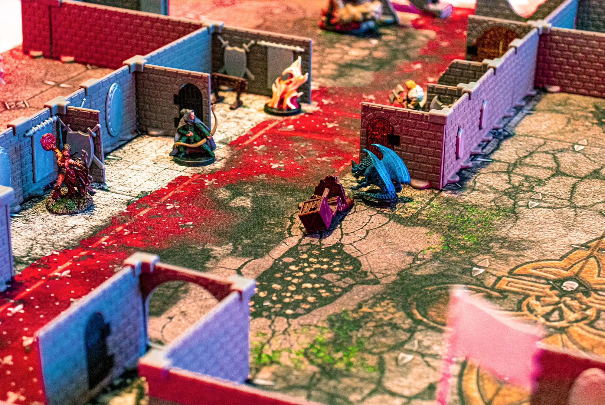 Dungeon Terrain Set for Tabletop RPGs - 100+ Mini Castle Cavern Tiles (4sqft, 16 Rooms) for DND, Dungeons & Dragons, Pathfinder & War Gaming | Perfect for Fantasy Battle Maps & RPG Campaigns