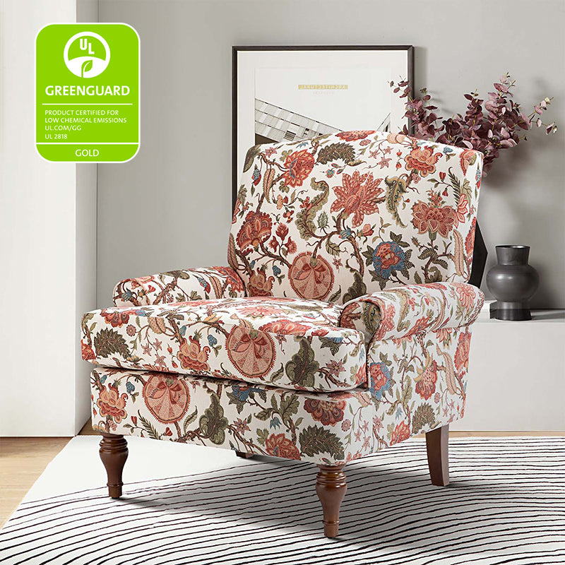 Dominik Armchair - Modern Accent Chair for Living Room, Bedroom & Office - Stylish Upholstered Lounge Chair with Wooden Legs - Perfect for Relaxing, Reading & Decor