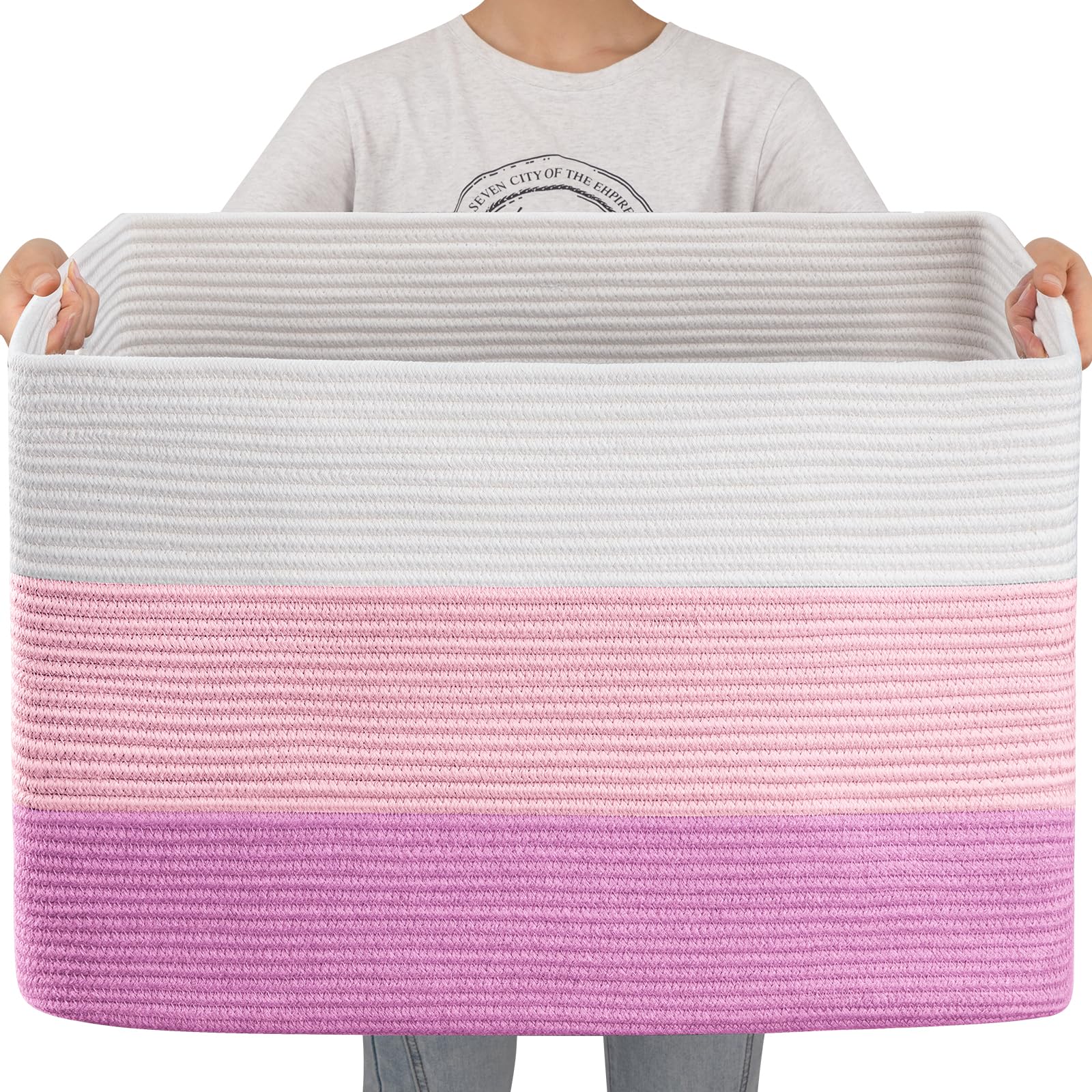 OIAHOMY 108L Super Large Woven Storage Basket with Handle, 25