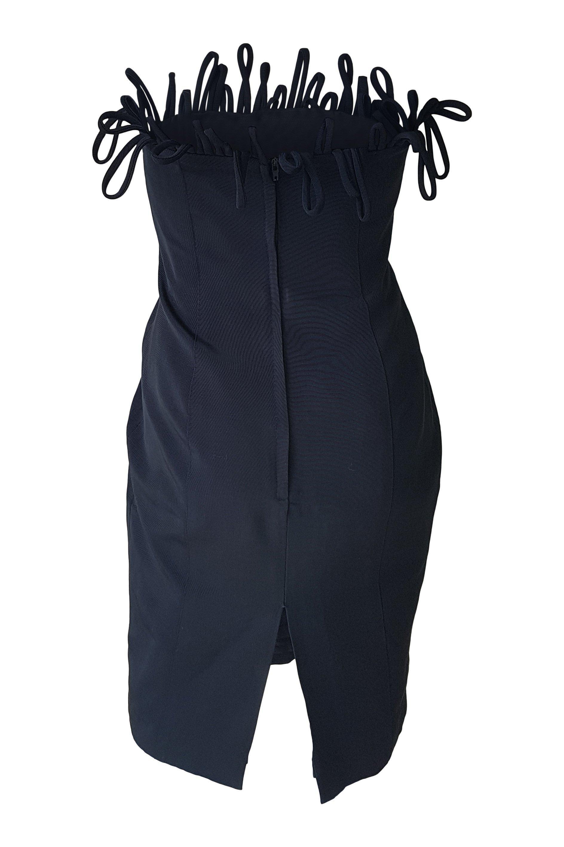 BEN DI LISI Benedetto Black Fitted Bandeau Dress - UK Size 10 | Slimming Bodycon Evening Gown for Cocktail Parties, Date Nights & Special Occasions