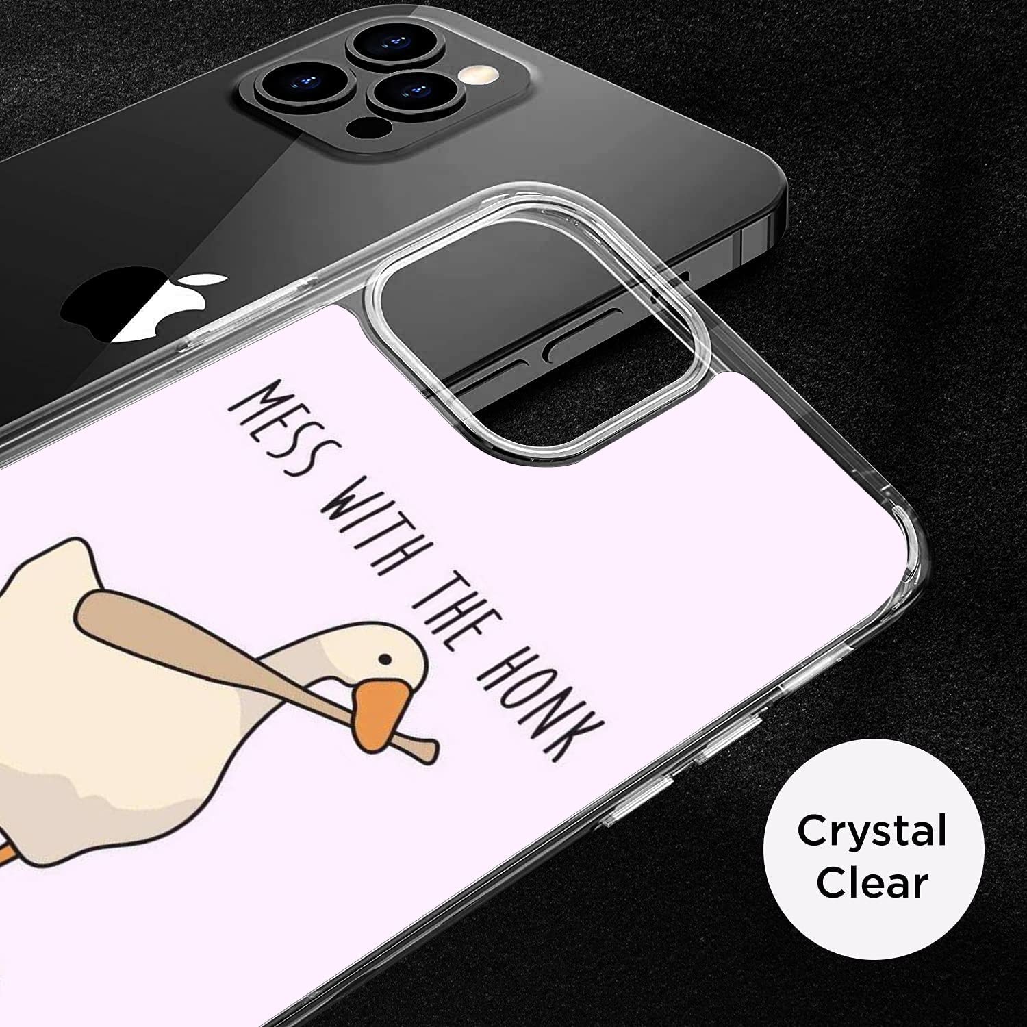 Cute Funny Duck Biting Baseball Bat iPhone 13 Pro Max Case - Shockproof Clear Phone Cover for Protection | Perfect for Everyday Use, Sports & Outdoor Activities