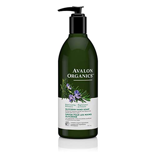 Avalon Organics Rejuvenating Rosemary Glycerin Hand Soap - 12 Oz | Moisturizing & Gentle Cleansing for Dry Hands | Perfect for Home, Kitchen & Bathroom Use