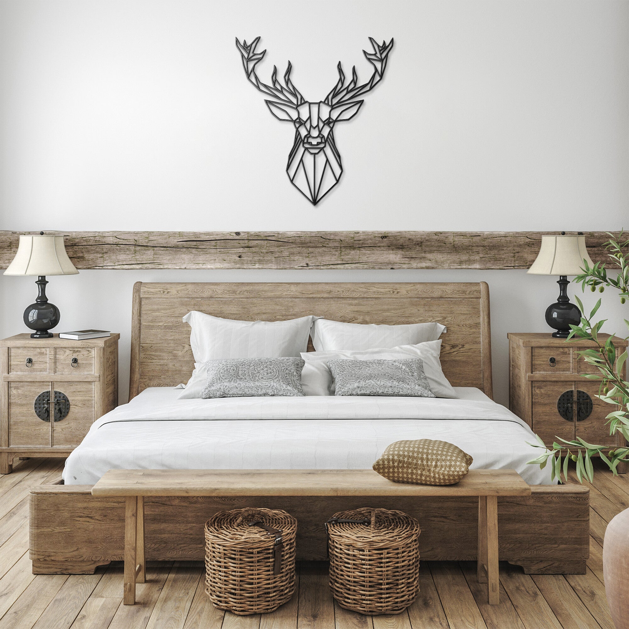 Modern Geometric Deer Metal Wall Art - Handmade Buck Decor for Living Room, Bedroom & Office - Perfect for Rustic, Farmhouse & Nature-Inspired Home Decor