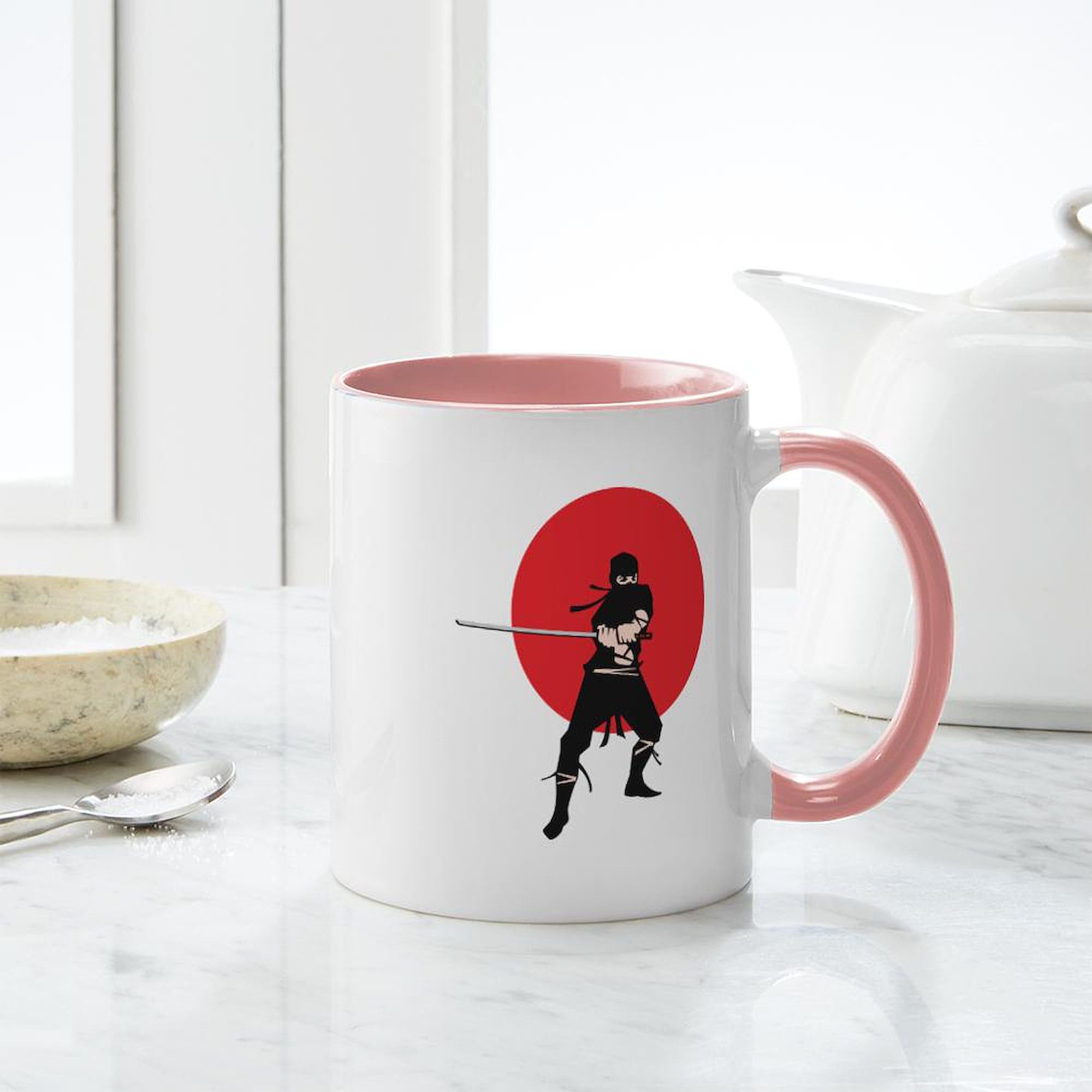 11 oz (325 ml) Ninja Themed Ceramic Coffee Mug - Perfect for Tea, Hot Chocolate & Office Use - Durable & Dishwasher Safe
