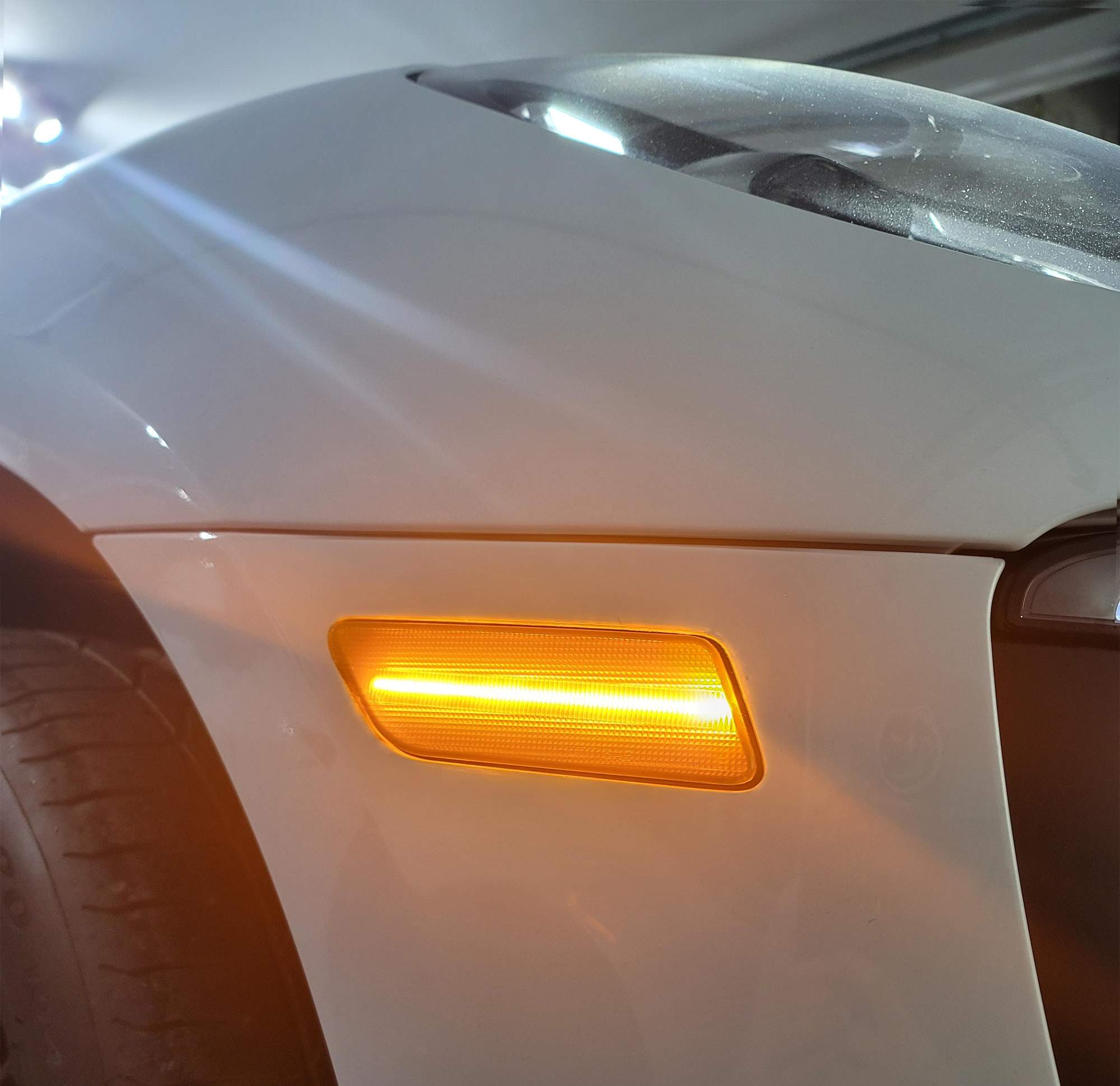 Amber LED Side Marker Lights for 2014-2024 Porsche Macan - Clear Lens Bumper Light Kit - Enhance Visibility & Style for Night Driving & Car Shows