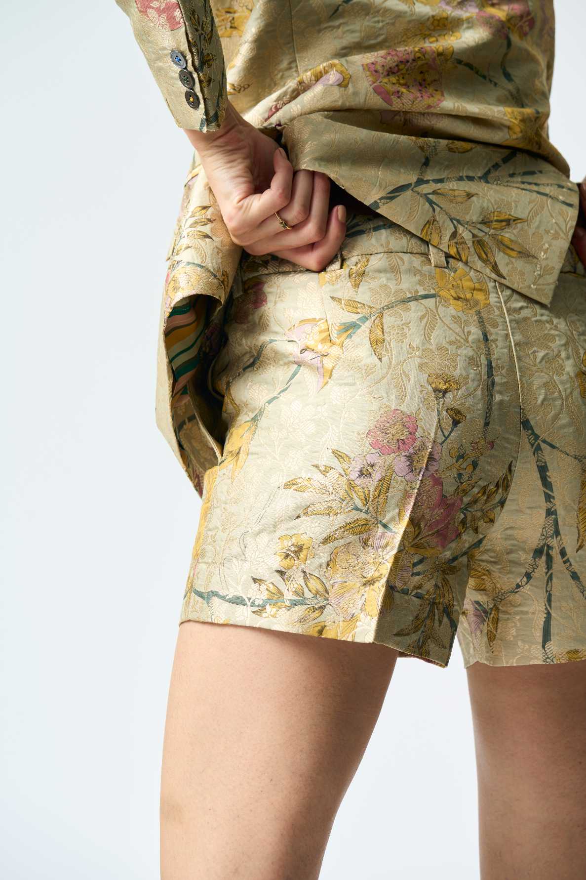 Luxury Silk Brocade Shorts for Women - Mint Green Elegant Lounge Pajama Shorts | Perfect for Summer Sleepwear, Yoga, and Home Relaxation