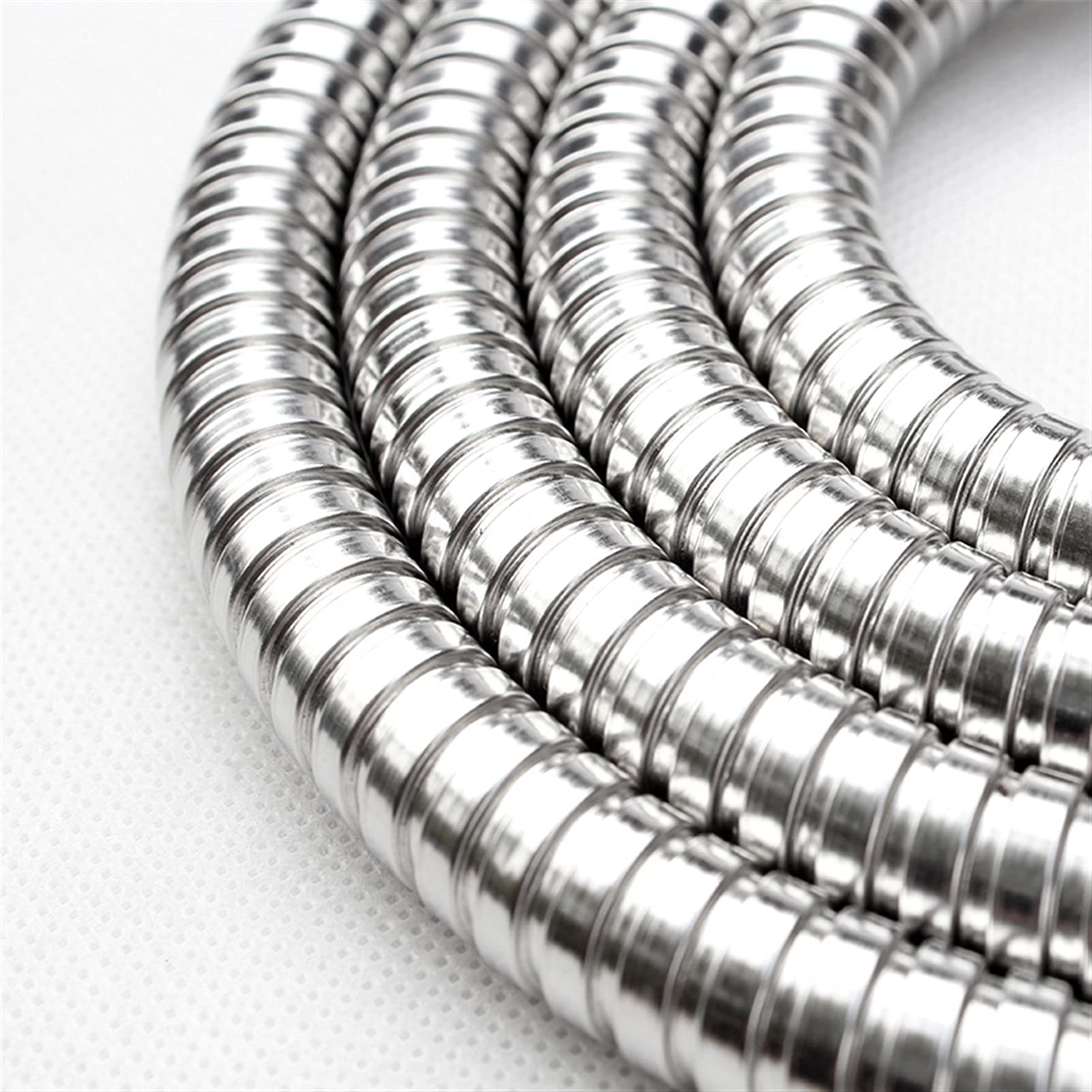 Stainless Steel Shower Hose 1.5m (1/2 Inch) - Flexible Explosion-Proof Bathroom Extension Tube with Spring Design - Perfect for Shower Head Replacement & Bathroom Accessories Upgrade (Silver)