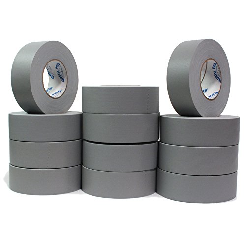 12 Rolls Premium Professional Grade Gaffer Tape - 2 Inch X 55 Yards - Strong Adhesive Cloth Tape for Stage, Film & Photography - Industrial Strength Grey Duct Tape for Equipment, Cables & Set Design - 12 Rolls per Case