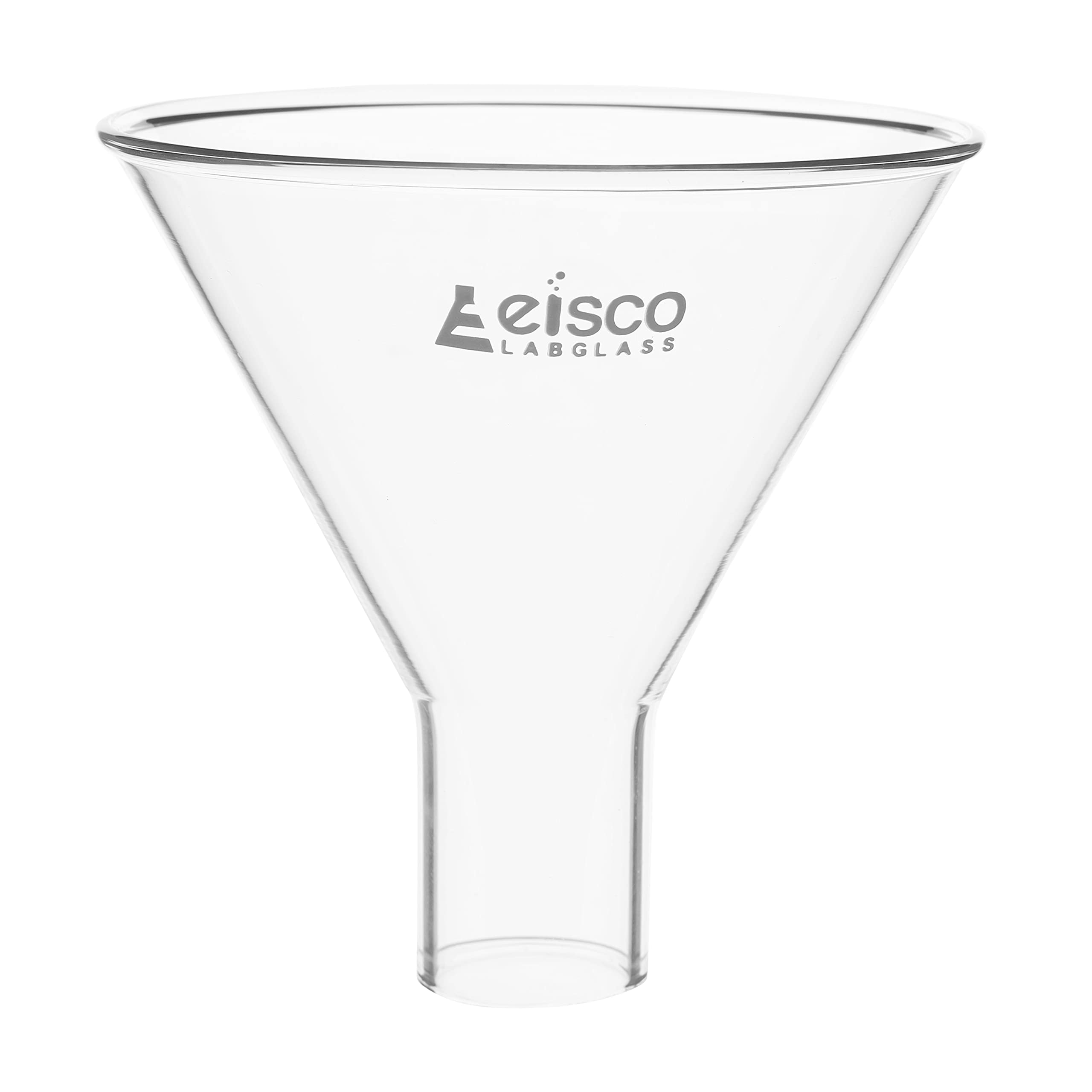 EISCO 75mm Borosilicate Glass Powder Funnel with 60º Angle & 22mm Plain Stem - Ideal for Lab Experiments, Chemistry, and Precise Powder Transfer