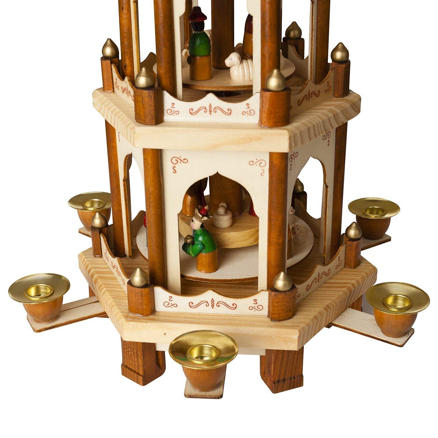BRUBAKER 3-Tier 18-Inch Christmas Pyramid Set with 20 White Candles & Candle Adhesive - Perfect for Holiday Home Decor, Table Centerpiece, and Christmas Gift