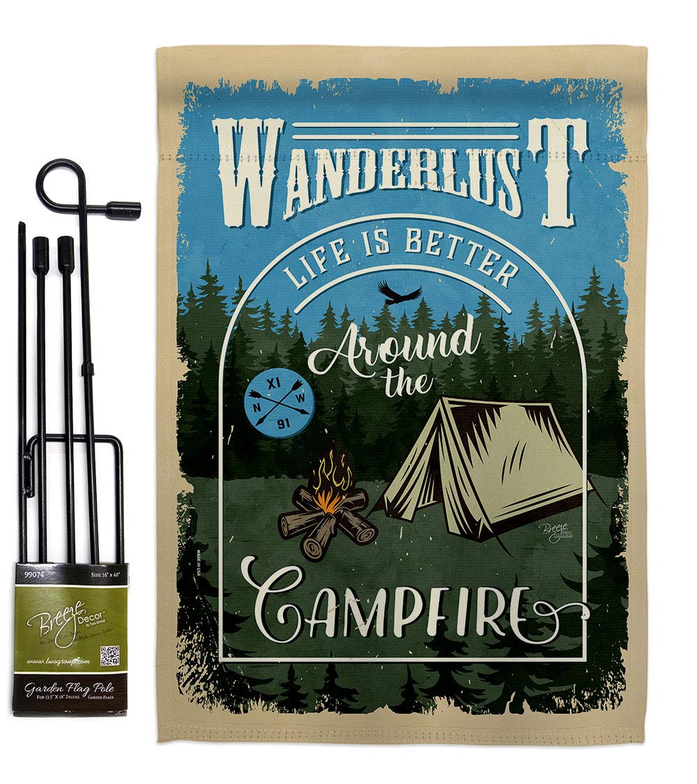 Rustic Campfire Garden Flag Set - Outdoor Decor for RV & Camper Sites