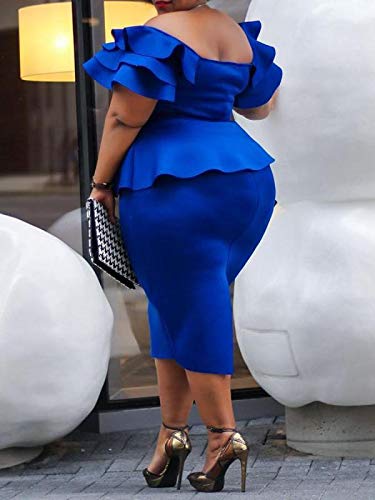 VERWIN Plus Size Women's Midi Dress - Patchwork Short Sleeve Bodycon Dress with High Waist | Perfect for Casual Outings, Date Nights & Summer Parties