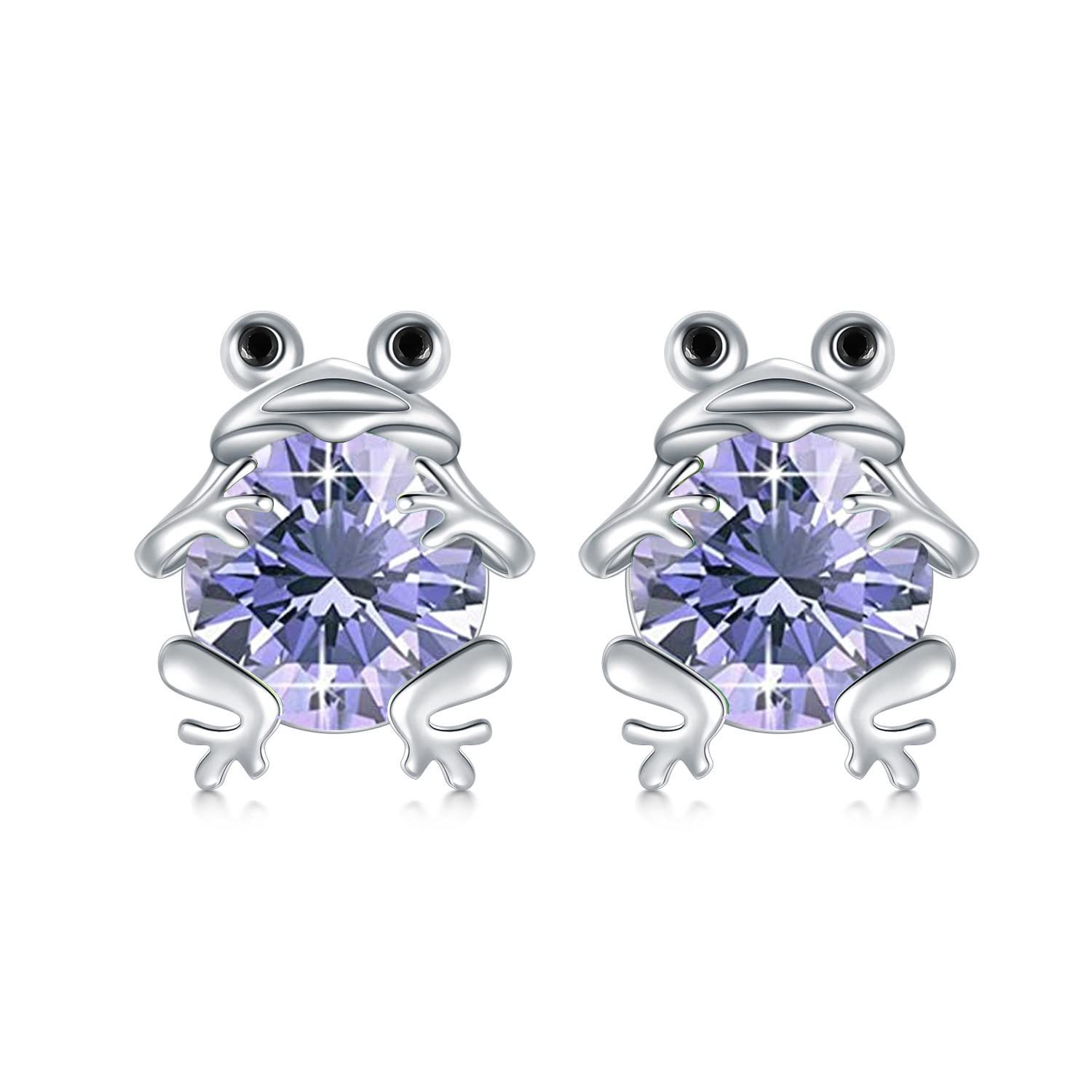 POPKIMI S925 Sterling Silver Frog Earrings - September Birthstone Jewelry Gifts for Teen Girls, Daughter & Granddaughter | Cute Animal-Themed Accessories for Daily Wear, Birthday Presents & Special Occasions