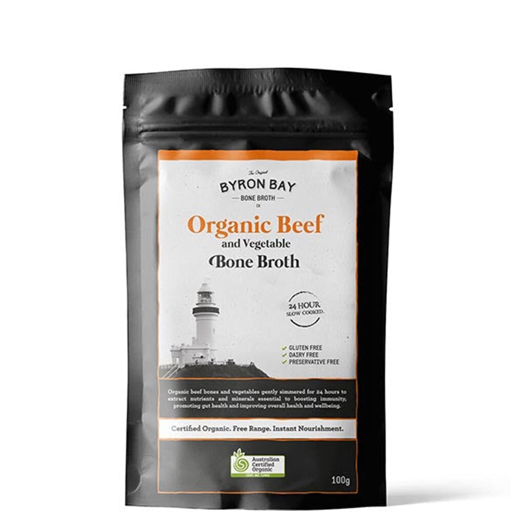 Organic Beef & Vegetable Bone Broth Powder by Byron Bay - Keto, Paleo & Gut Health Support - Perfect for Soups, Stews & Wellness Drinks