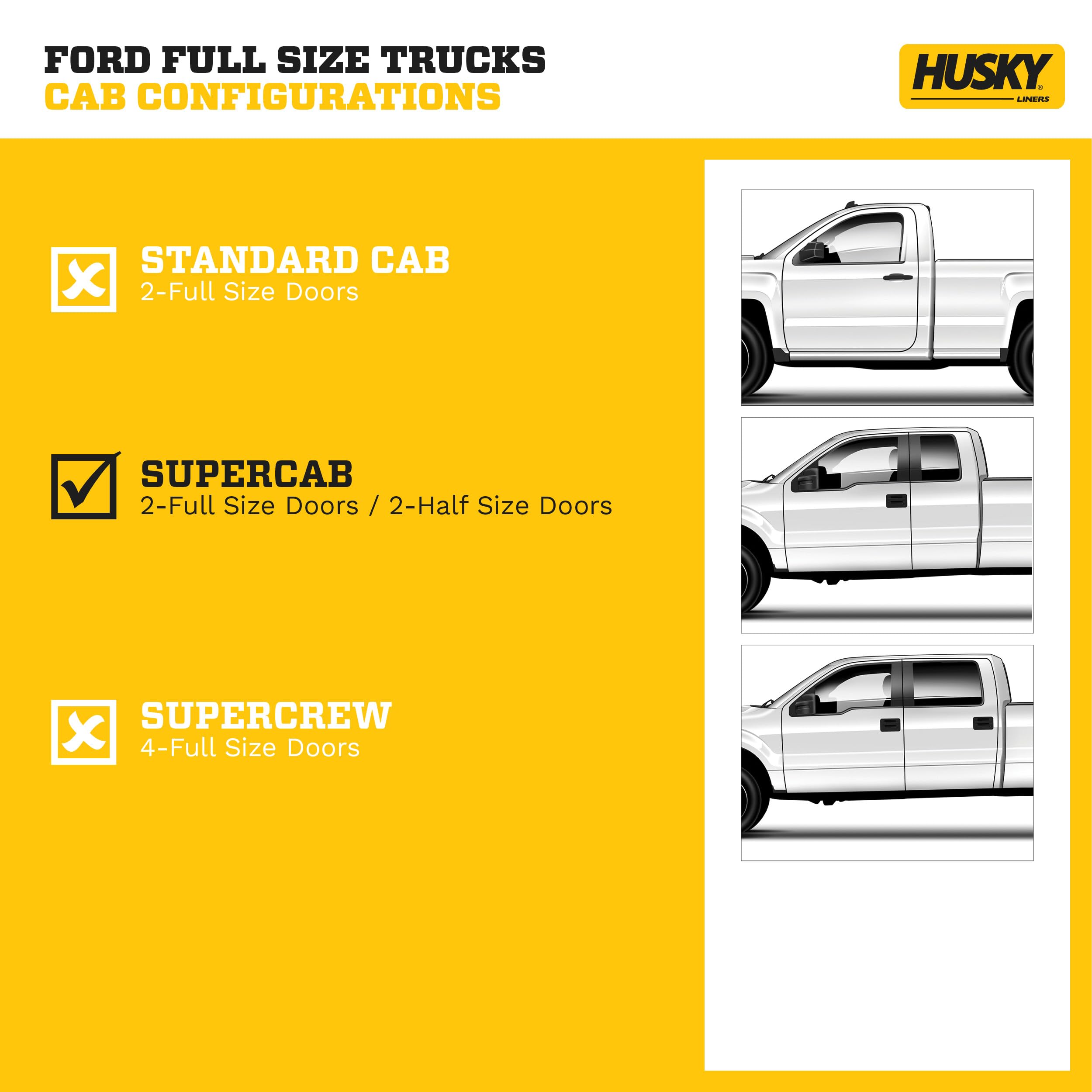 Husky Liners Weatherbeater Floor Mats for 2015-2024 Ford F-150 SuperCab | Front & Rear 3-Piece Set | Heavy Duty All-Weather Protection | Perfect for Off-Roading, Camping & Winter Driving