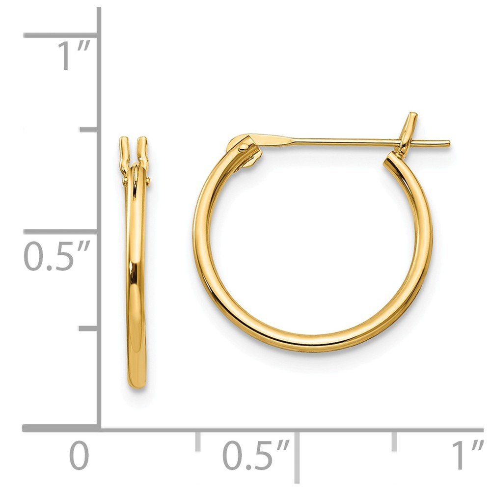 14K Yellow Gold 1.25mm Hoop Earrings for Women - 15mm x 1mm Thin Dainty Huggie Hoops - Perfect for Everyday Wear, Gifts & Special Occasions
