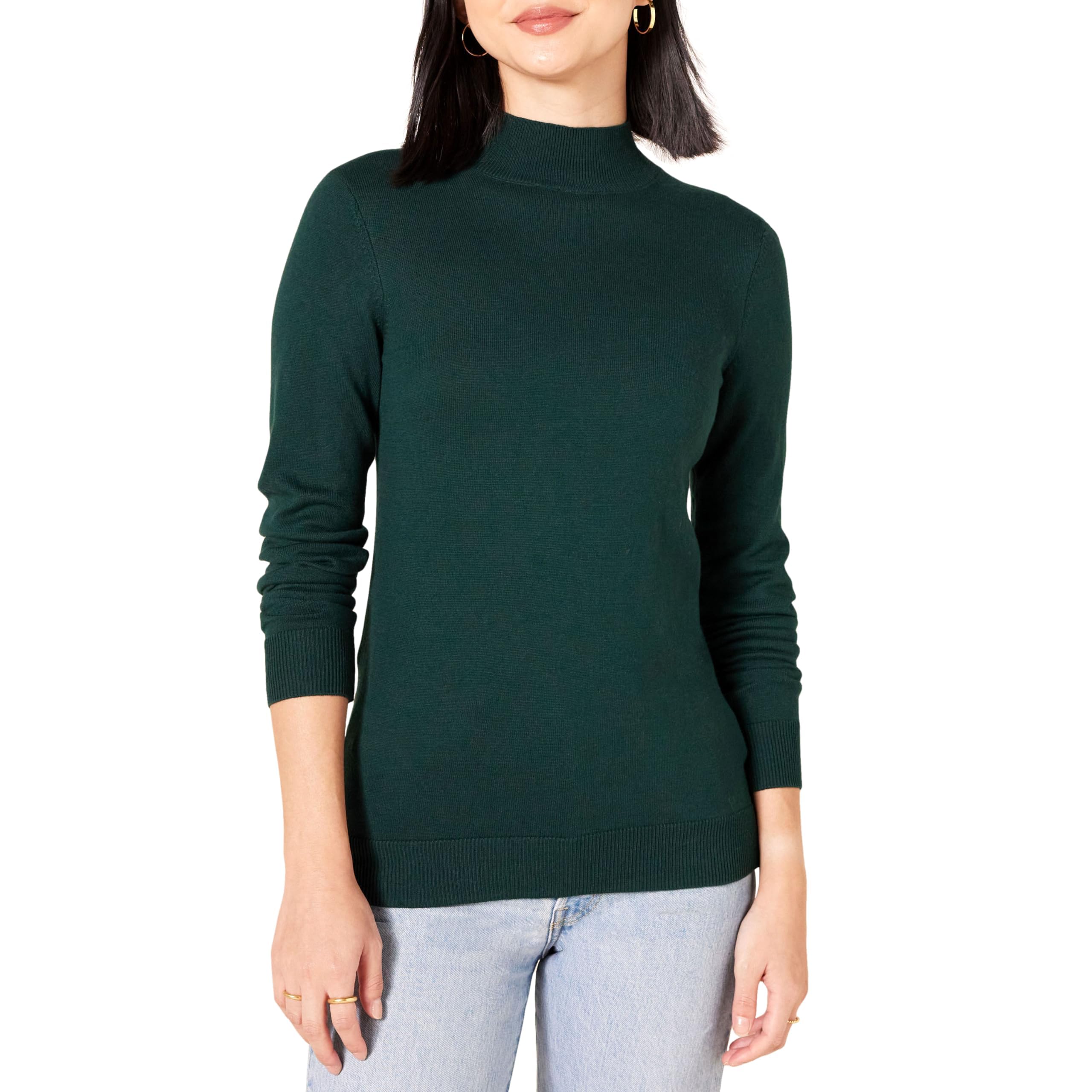 Amazon Essentials Women's Lightweight Mockneck Sweater - Plus Size & Regular Fit - Soft Stretch Pullover for Casual Wear, Office & Fall Layering