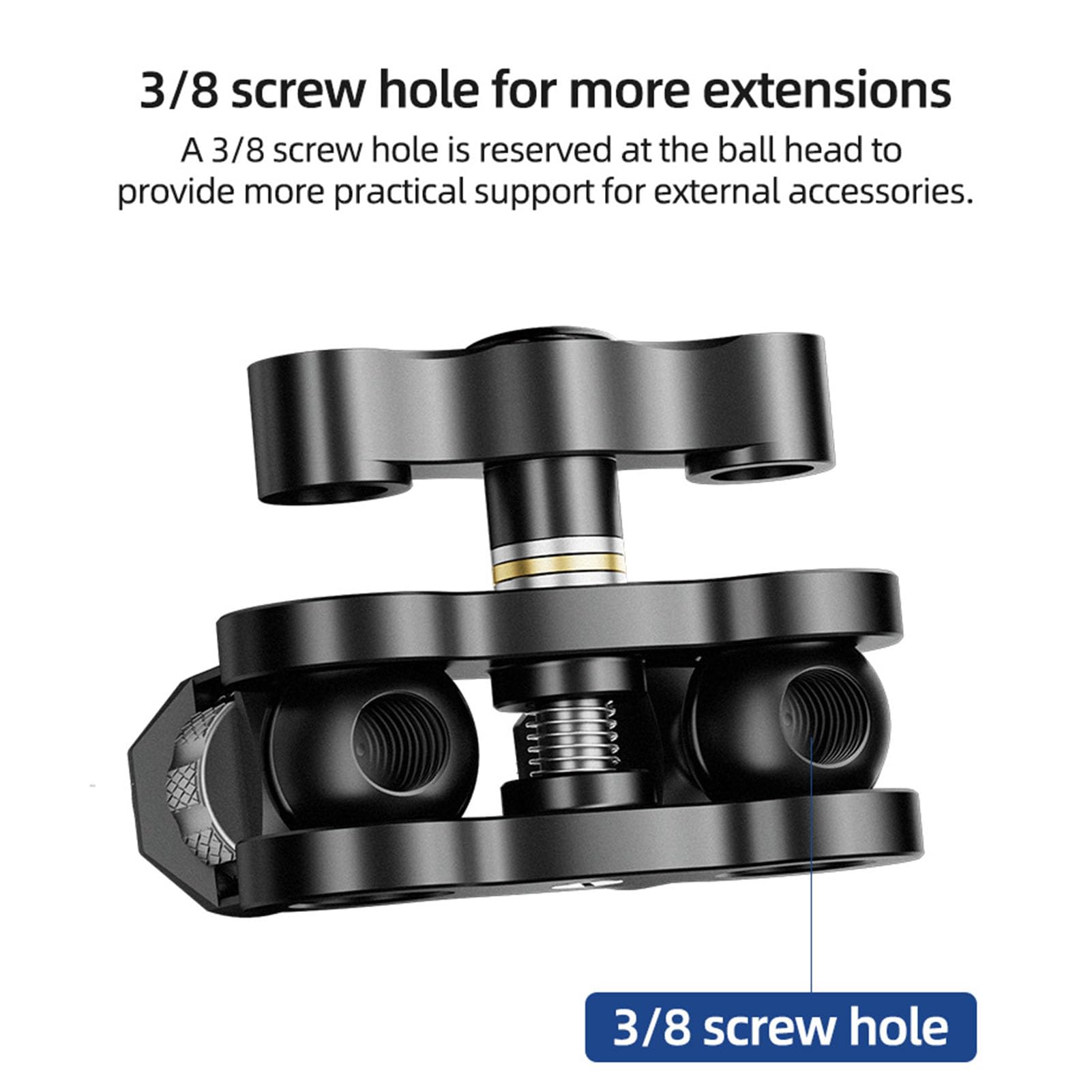360° Rotatable Dual Ball Head Camera Clamp Mount - 1/4
