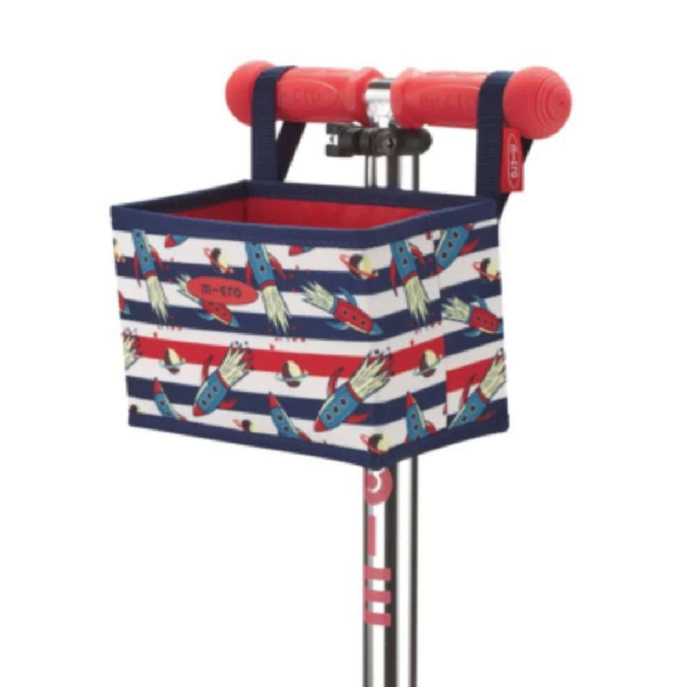 Foldable Micro Scooter with Patterned Handlebar and Basket - Perfect for Kids' Commute, School, and Park Rides