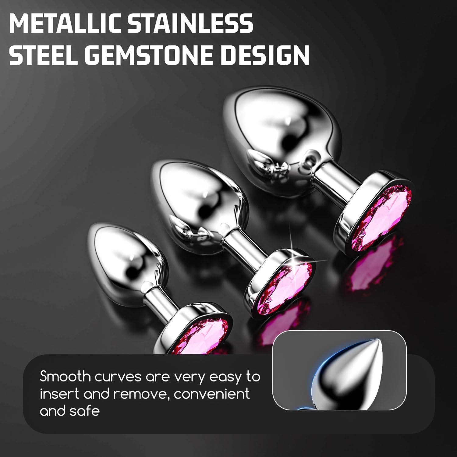 Premium 3-Piece Stainless Steel Anal Training Kit - Couples Butt Plug Set for Men & Women, Portable Adult Toys for Relaxation & Exercise | Perfect for Beginners, Intimate Play & Sensual Exploration