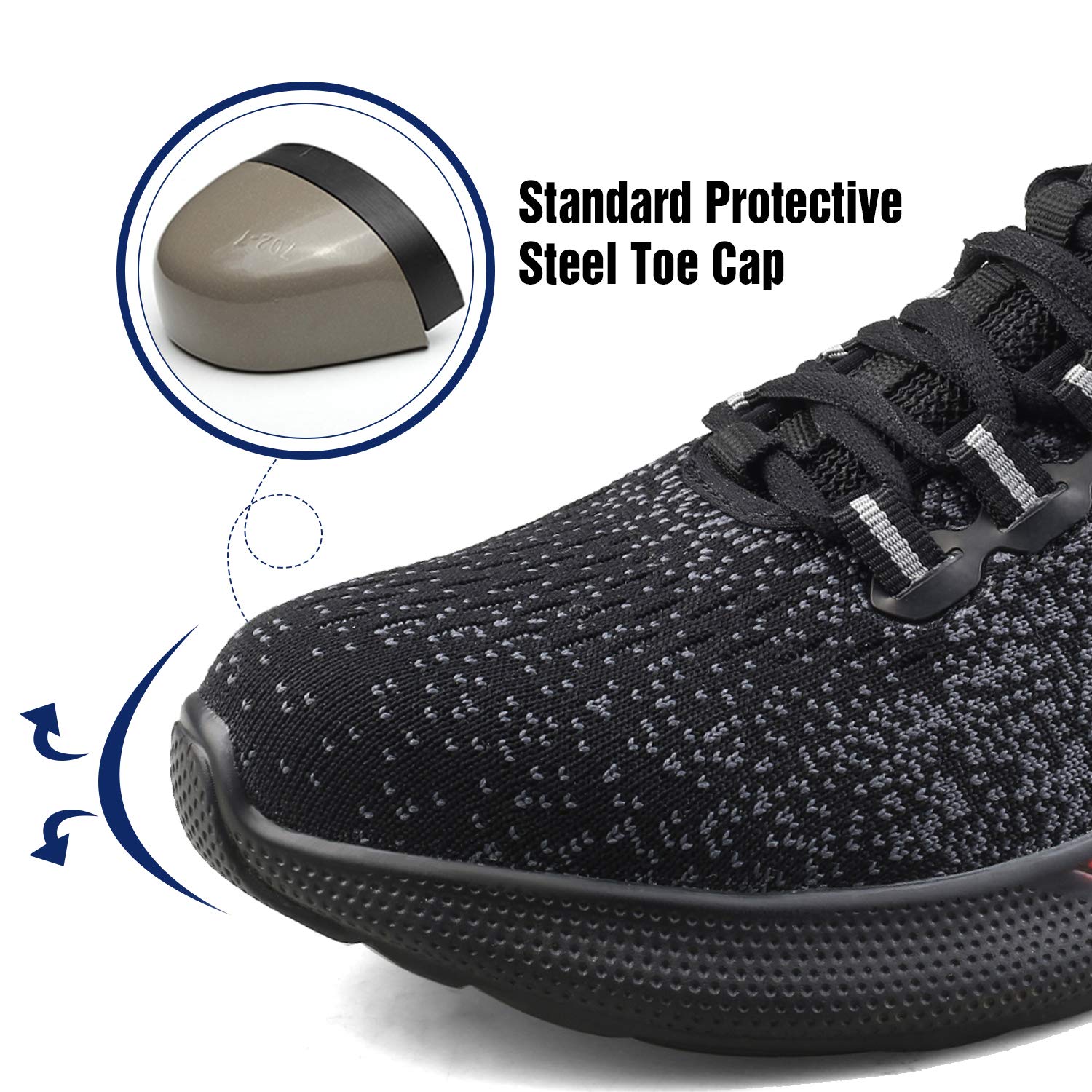 UCAYALI Steel Toe Work Shoes for Men & Women - Lightweight Breathable Construction Sneakers with Safety Toe Cap - Perfect for Construction Sites, Warehouse Work & Industrial Safety Use