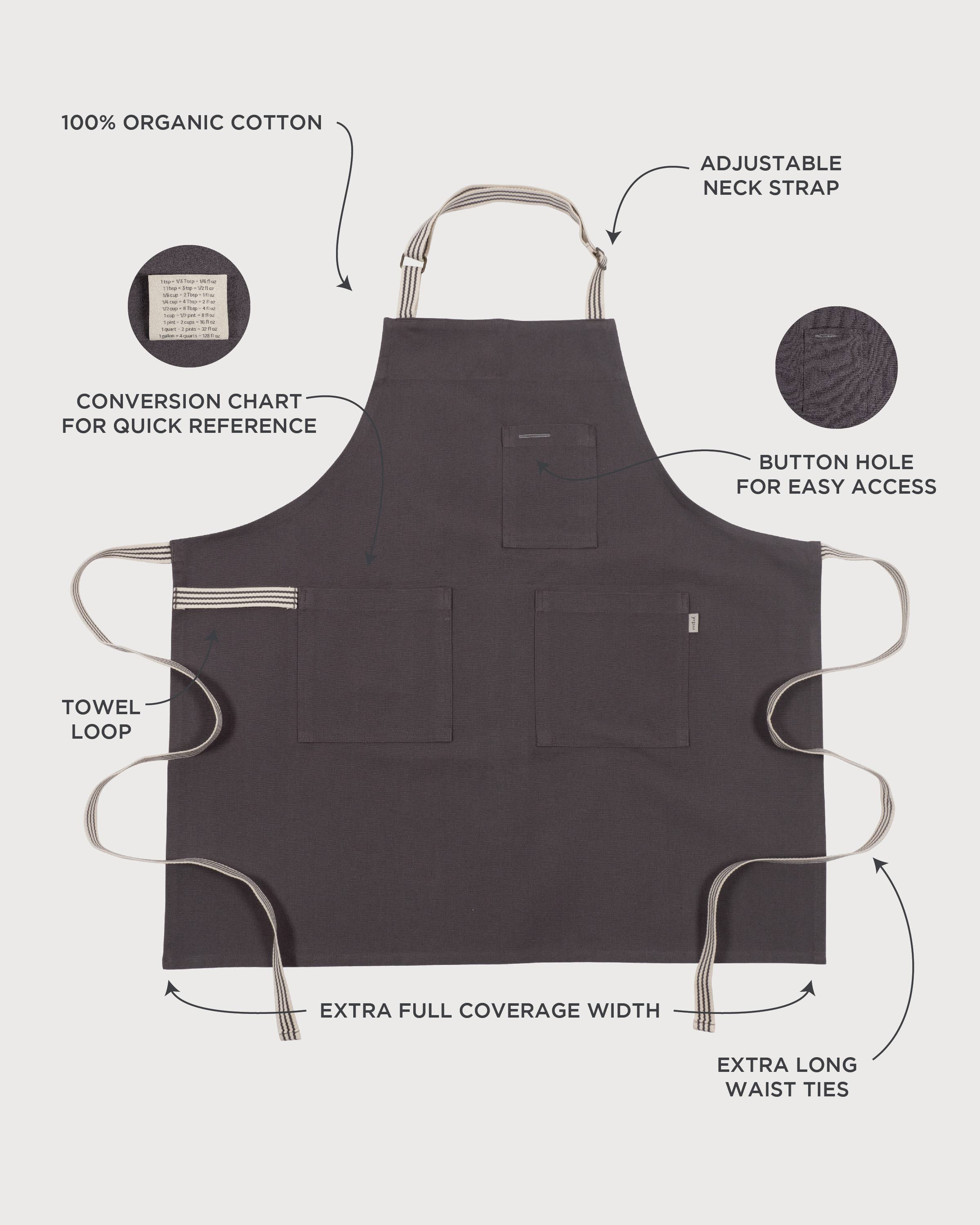 KAF Home Rooted Sustainable Chef's Apron - 32 x 30 Inches - Eco-Friendly Kitchen Apron for Cooking, Baking & Grilling - Perfect for Chefs, Home Cooks & BBQ Enthusiasts