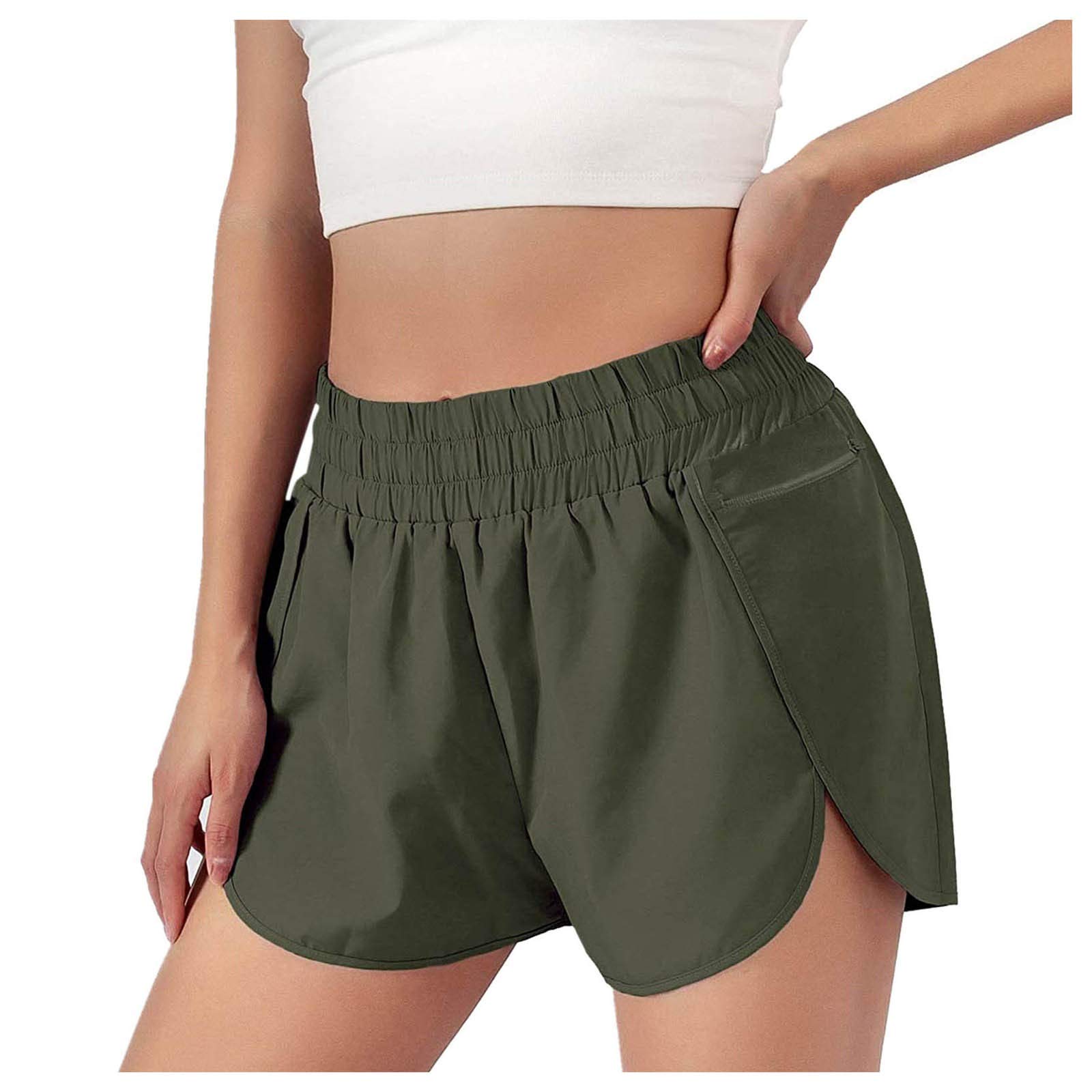 JPLZi Women's Quick-Dry Running Shorts - High Performance Elastic Waist Athletic Shorts with Pockets for Workout, Jogging & Gym - Lightweight Breathable Sports Shorts for Active Women