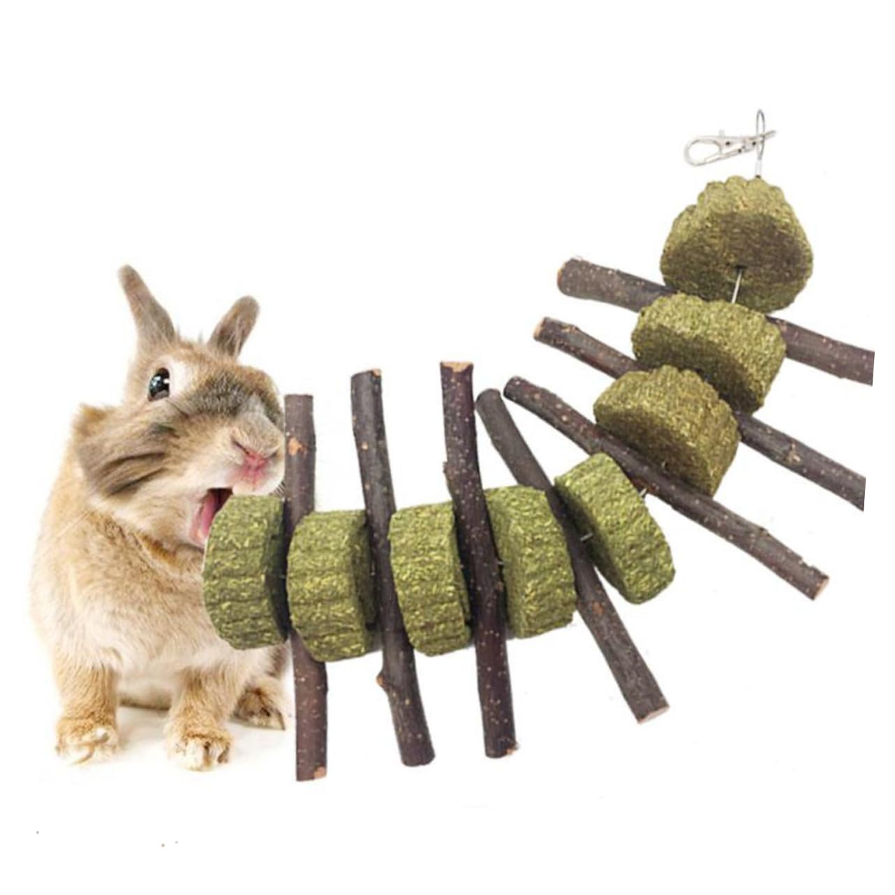 2 Pack Hanging Hamster Chew Toys - Organic Pet Snacks for Parrots, Rabbits, Guinea Pigs & Chinchillas - Small Animal Dental Health Molar Rod - Perfect for Cage Enrichment & Stress Relief