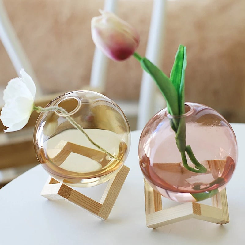 Mini Glass Bubble Vase - Small Decorative Flower Vase for Home Decor, Wedding Centerpieces & Tabletop Arrangements