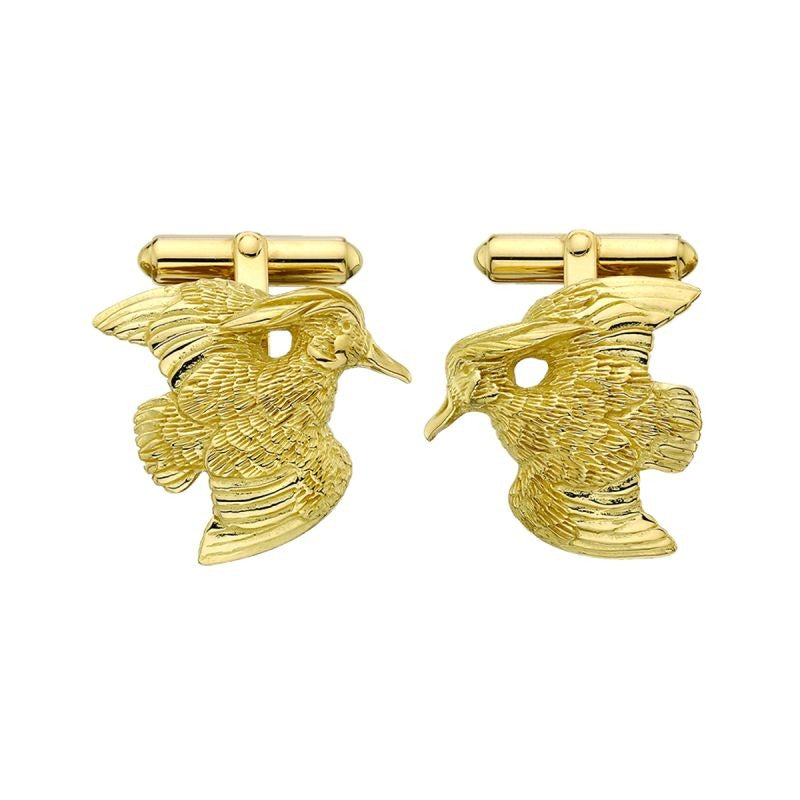 14K Yellow Gold Wood Duck Cufflinks for Men - Elegant Duck Shaped Dress Accessories - Perfect for Weddings, Business Meetings & Formal Events