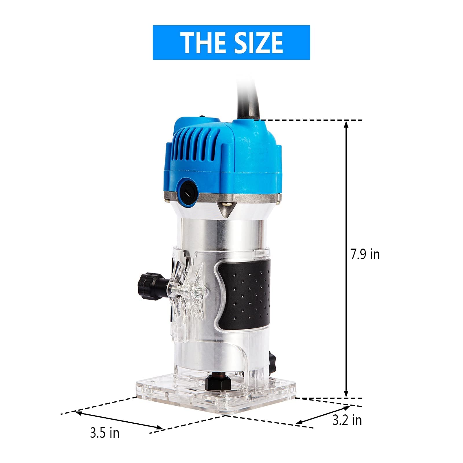 **Compact 800W 110V Wood Router & Trimmer Tool - 30000 RPM, 1/4