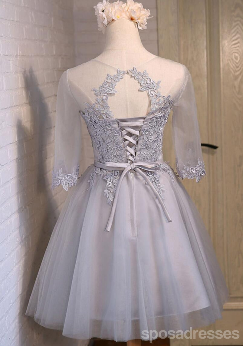 Elegant Lace Long Sleeve See-Through Open Back Prom Dress | Affordable Short Party Homecoming Dress | Perfect for Formal Events, Dances & Special Occasions | Style CM284