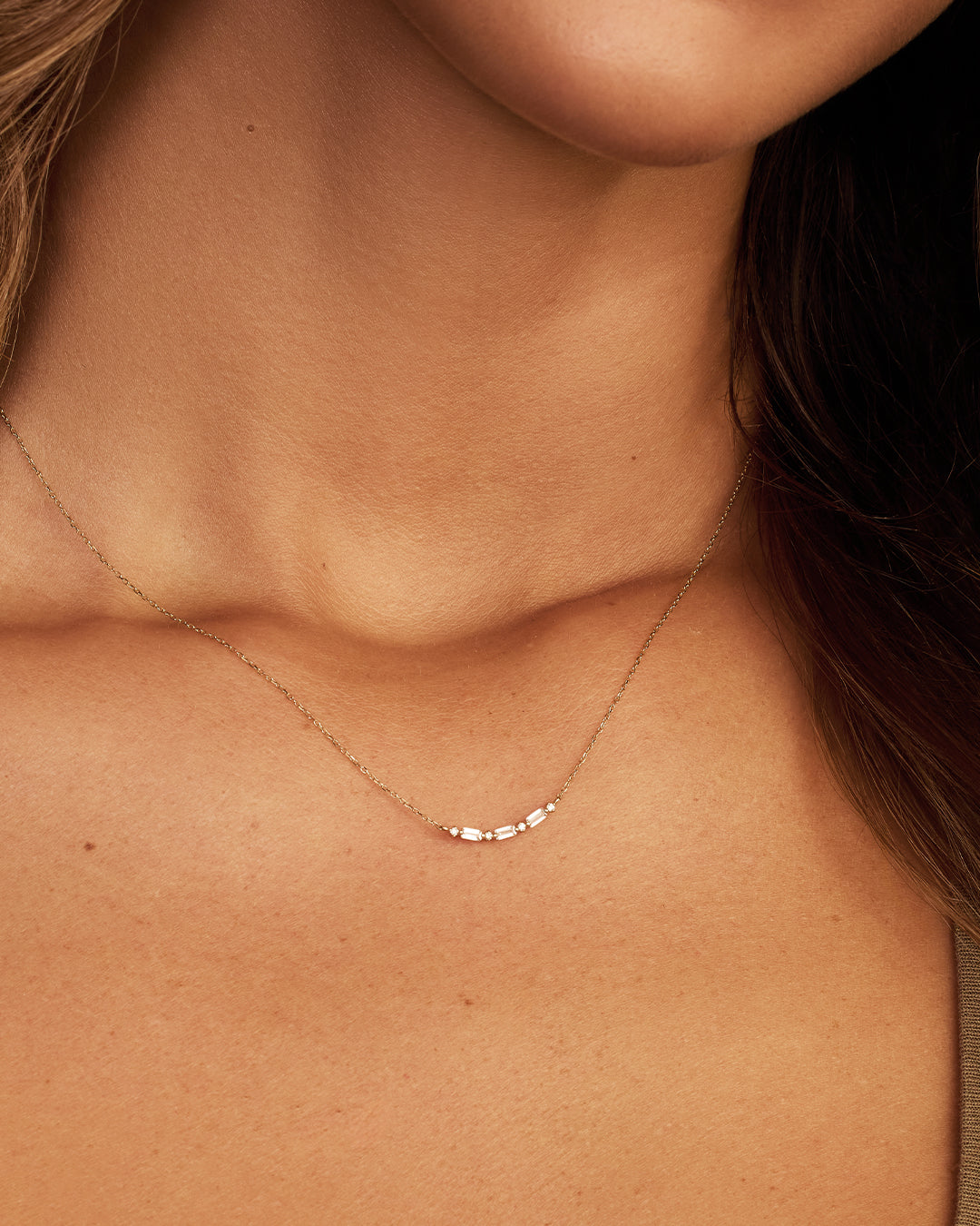 Diamond and White Sapphire Amara Row Necklace - Elegant Women's Jewelry for Wedding, Party & Special Occasions