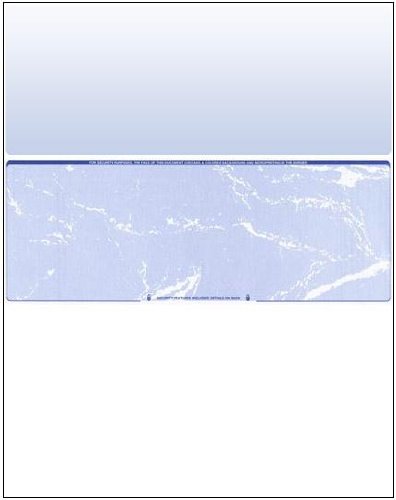 Business Check Voucher Stock - 1000 Sheets, Center Check Design, Blue Marble Pattern | Perfect for Office Accounting, Small Business Payroll & Professional Financial Documents