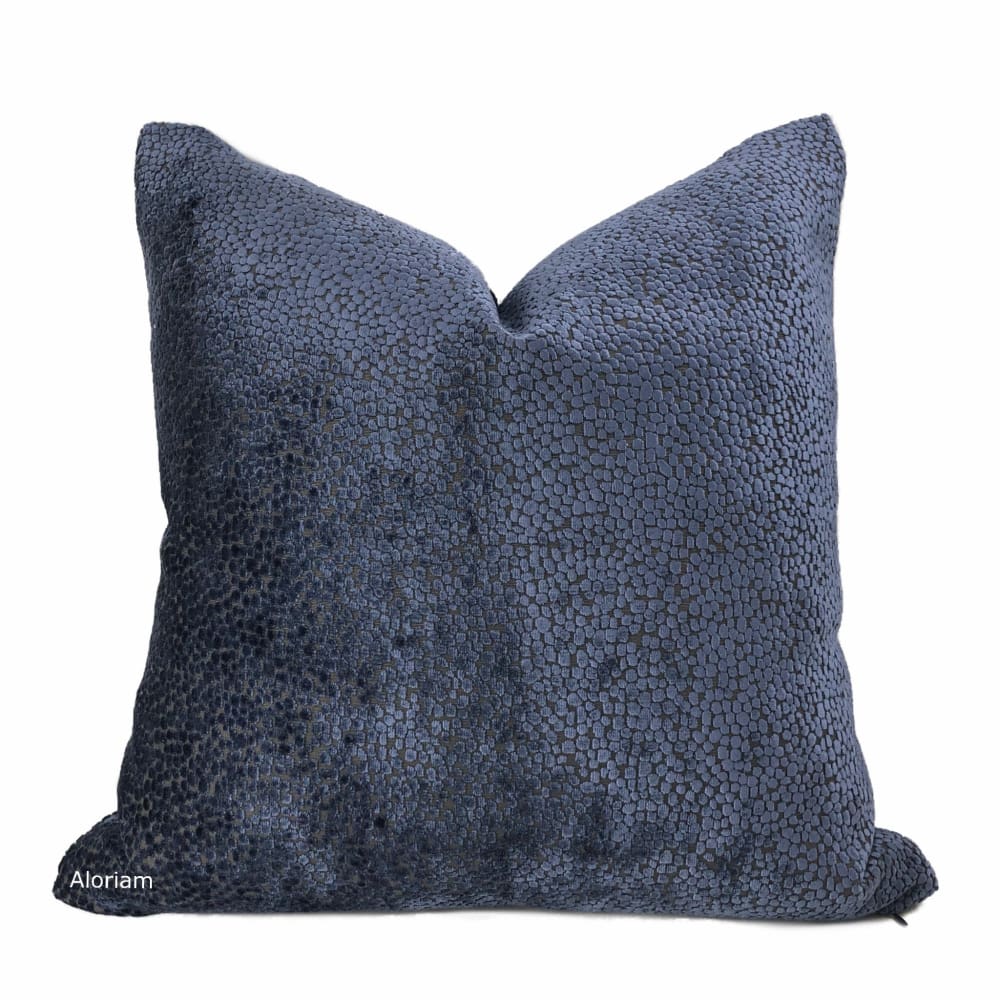 Navy Blue Abstract Cut Velvet Dots Pillow Cover - Soft Decorative Throw Pillow Case for Sofa, Bed & Couch - Available in Fabric by The Yard - Home Decor Accent for Living Room & Bedroom