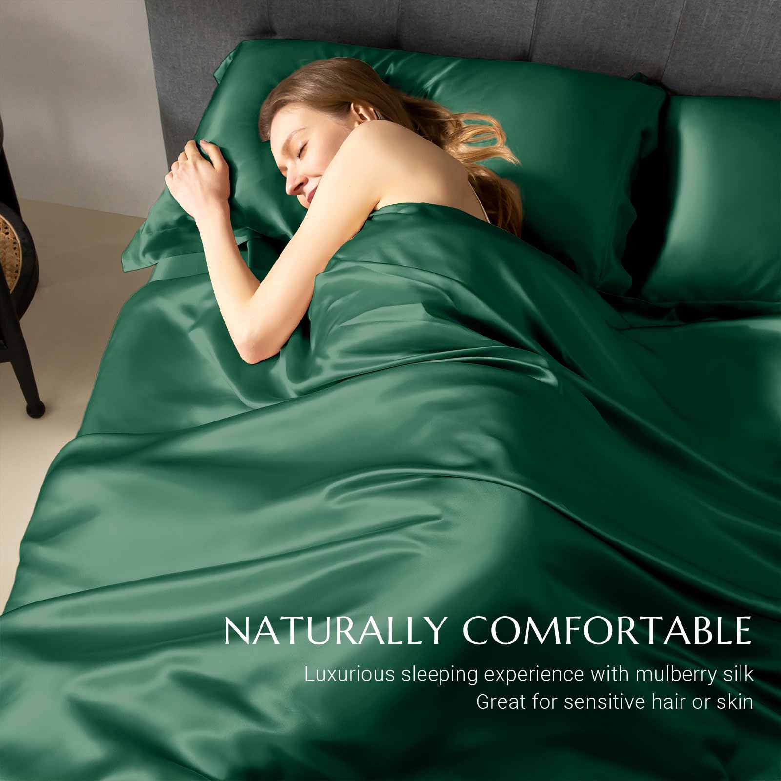 Premium 100% 7A+ Mulberry Silk Duvet Cover - Seamless & Breathable Luxury Bedding with Easy Care Zipper Closure (Full Size, Emerald Green) | Perfect for Allergy Relief, Temperature Regulation & Luxurious Sleep Experience