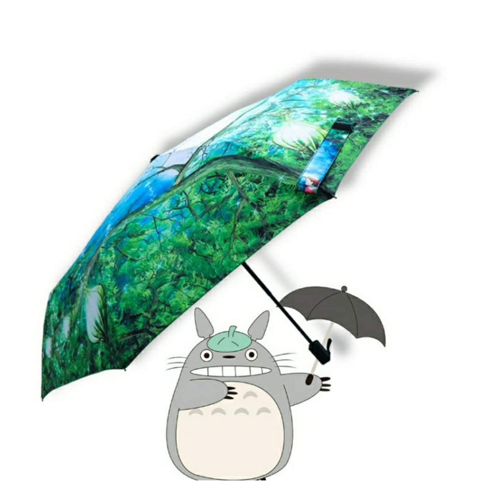 **Glaceon Ghibli Totoro Anime Umbrella - Cute My Neighbor Totoro Sun & Rain Folding Umbrella with Inner Black Coating - Perfect for Daily Use, Cosplay, and Anime Fans**