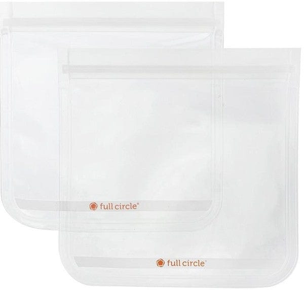 Eco-Friendly Full Circle ZipTuck Reusable Sandwich Bags 2-Pack – Clear, Leak-Proof & BPA-Free | Perfect for School Lunches, Picnics & Meal Prep