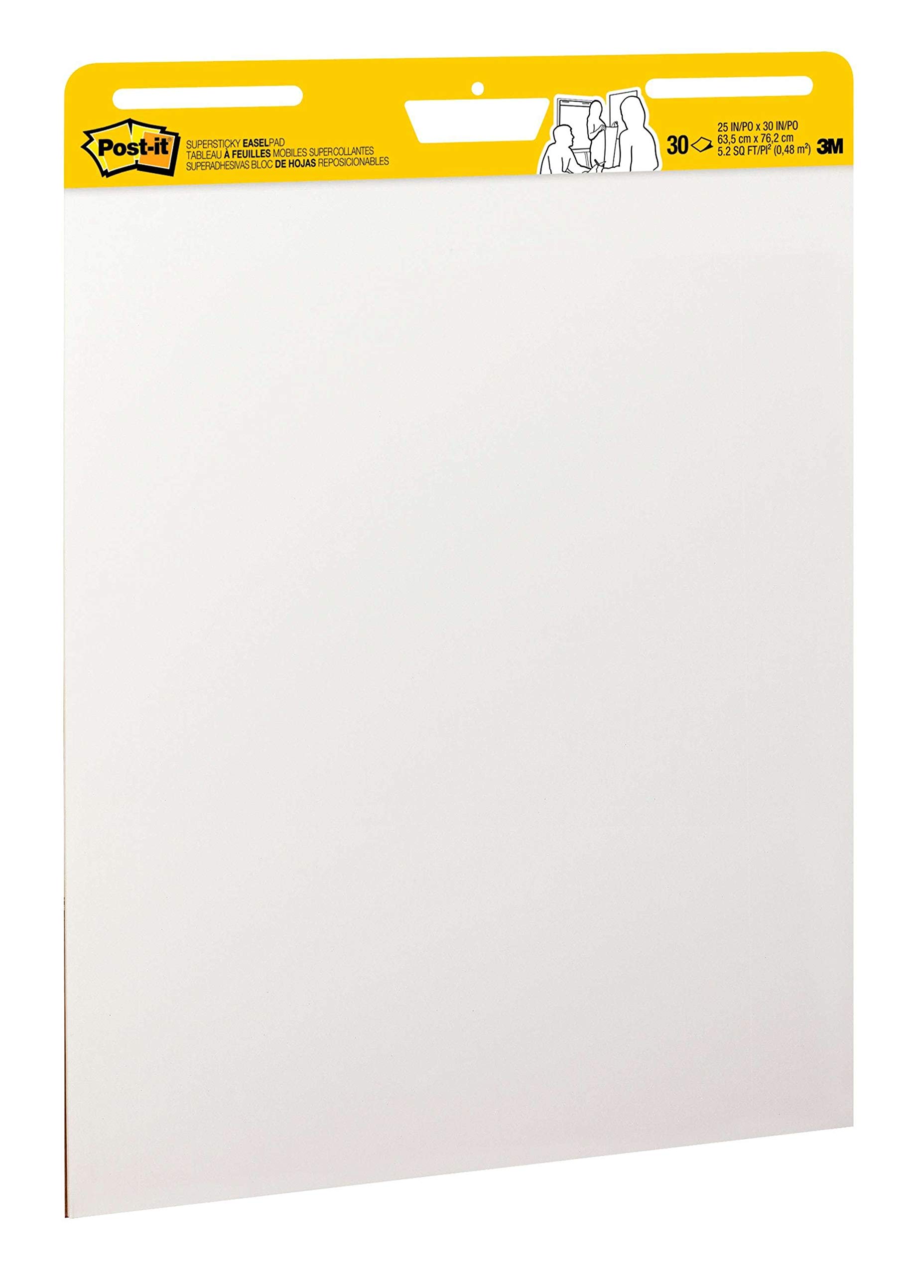 Post-it Super Sticky Easel Pad - 25 x 30 Inches Large White Premium Flip Chart Paper, 30 Sheets/Pad, 6 Pads Pack (559VAD6PK) - Perfect for Office Meetings, Classroom Presentations & Creative Brainstorming Sessions