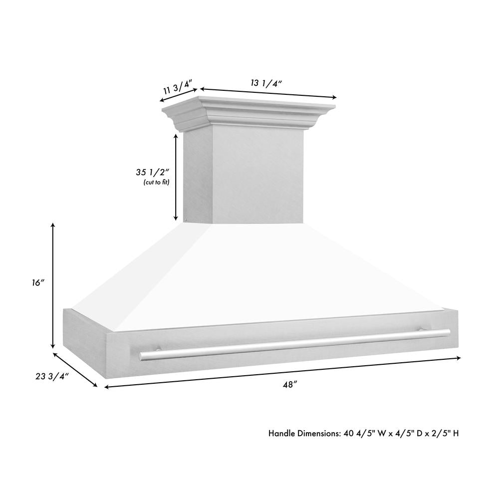 ZLINE 48-Inch Stainless Steel Wall Mount Range Hood with Satin Finish & Stainless Steel Handle (8654SNX 48) - Powerful Kitchen Ventilation for Gas Stoves & Cooking Areas