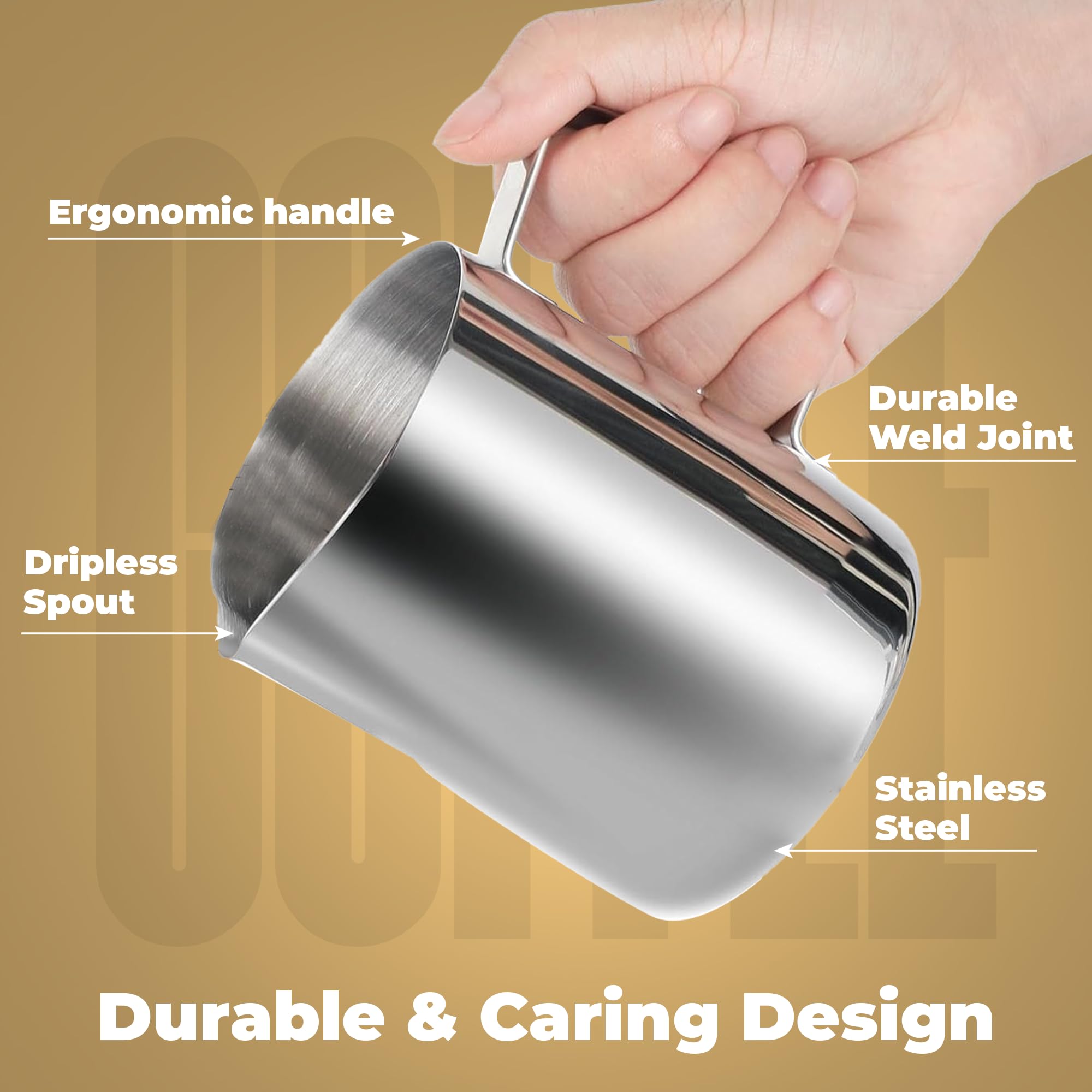 Premium 20 oz Stainless Steel Milk Frothing Pitcher for Latte Art - Rattleware Commercial & Home Barista Use - Perfect for Espresso, Cappuccino & Macchiato Making
